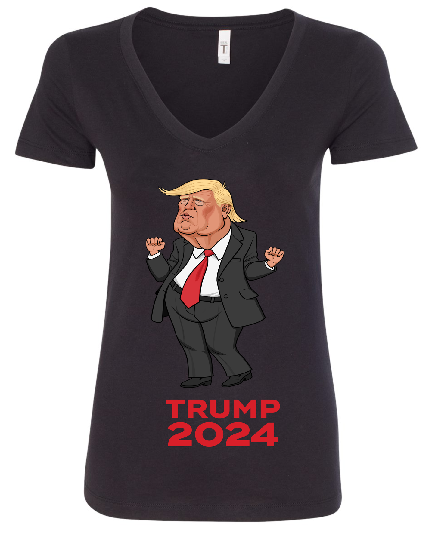 trump 2024 dancing meme funny cartoon black vneck tshirt tee