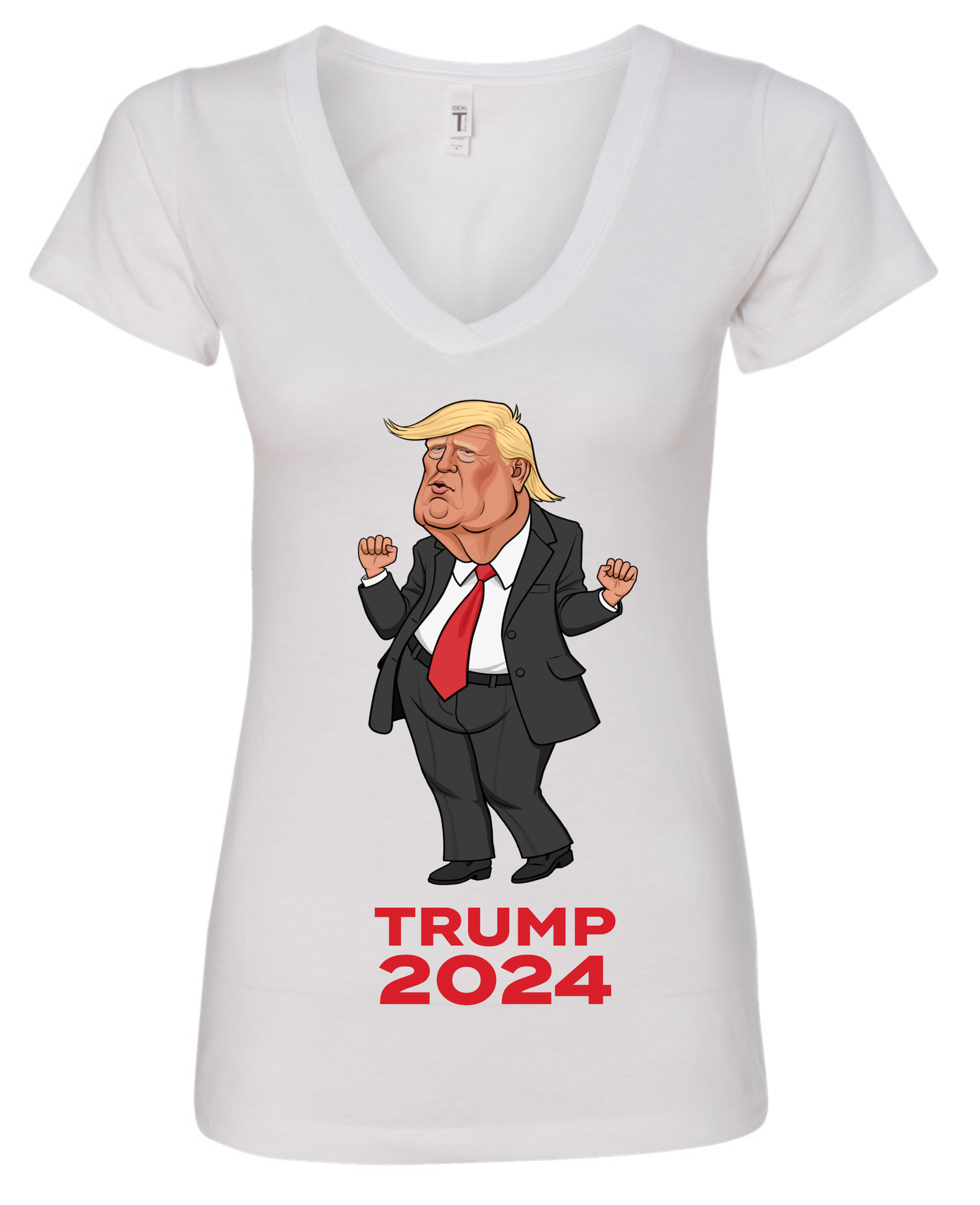 trump 2024 dancing meme funny cartoon white vneck tshirt tee