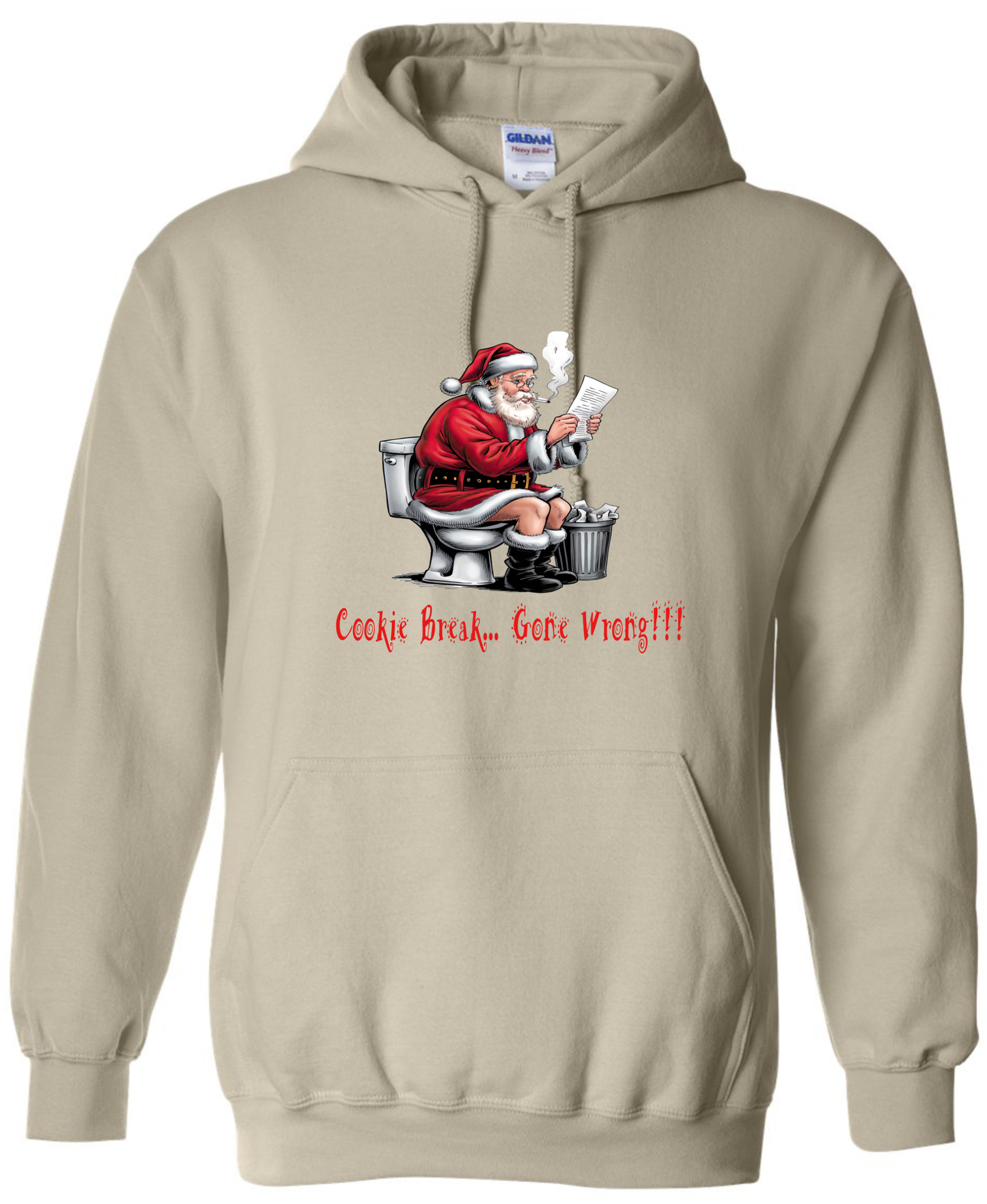 Naughty Santa Christmas gifts Santa in the toilet beige hoodie