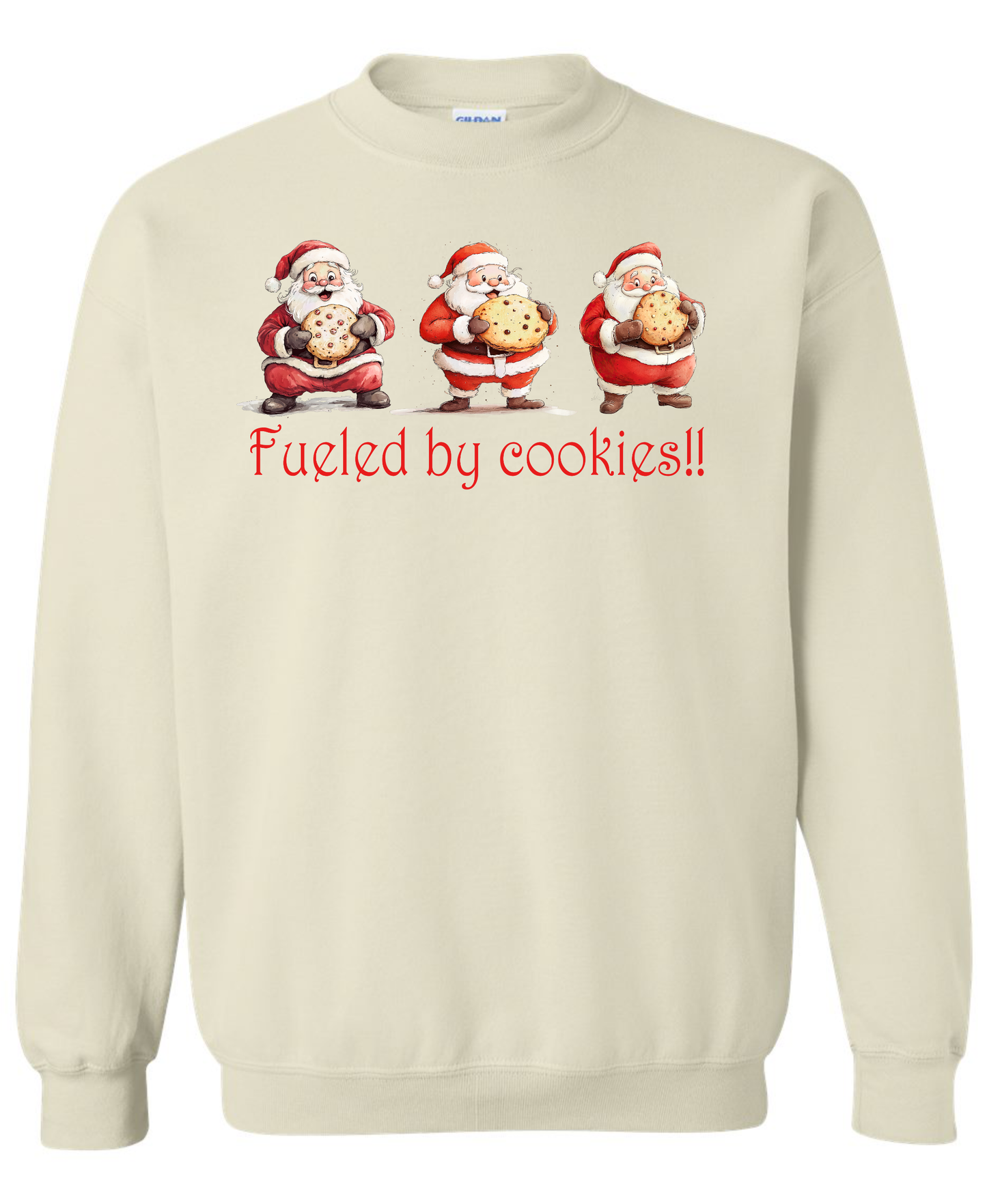 Cute Christmas apparel beige sweatshirt long sleeve crewneck