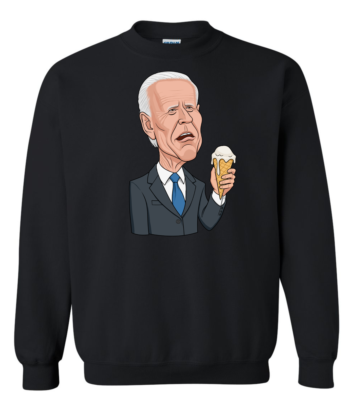 sleepy joe biden funny ice cream cartoon meme sweatshirt crewneck long sleeve black