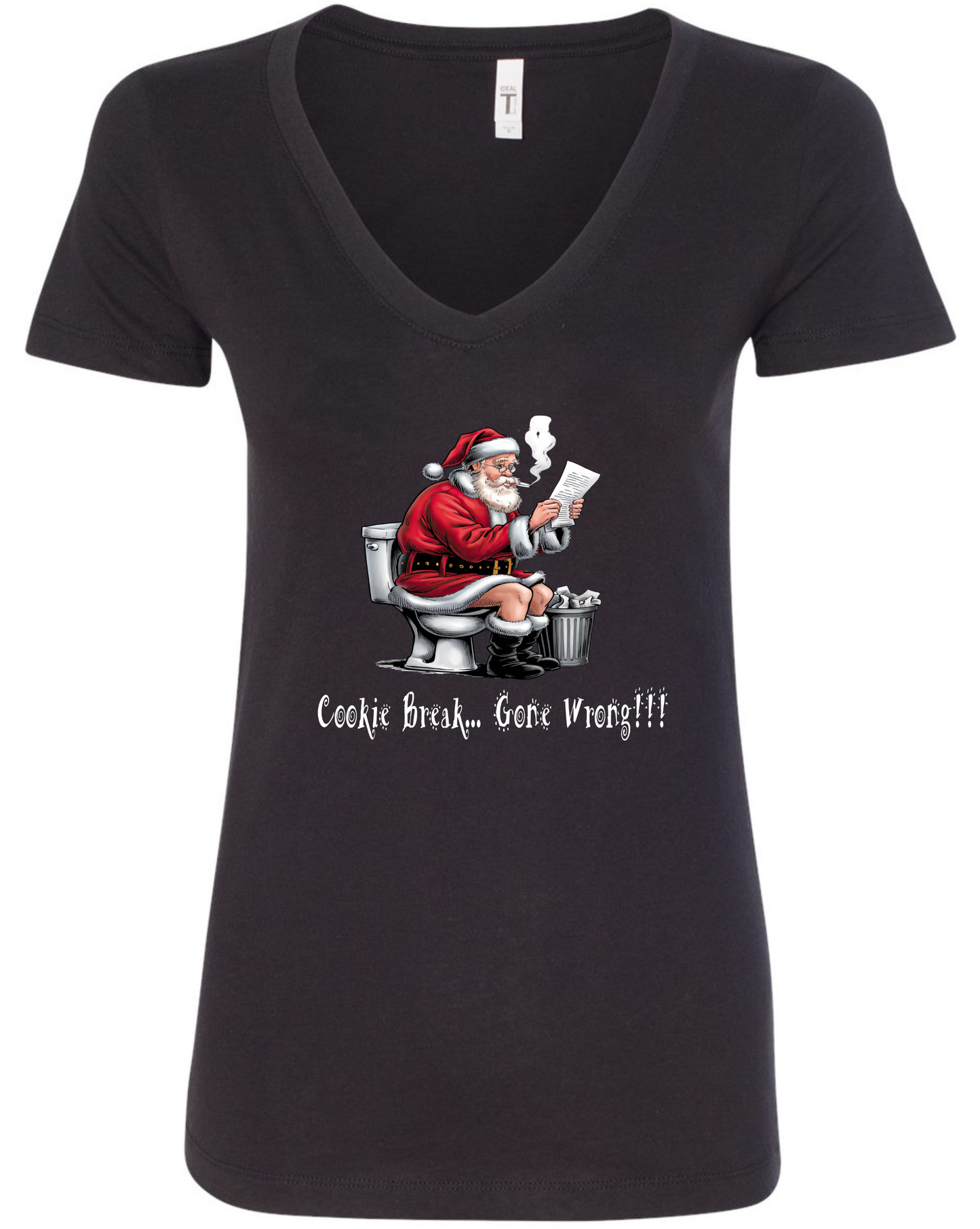 Naughty Santa holiday v-neck t-shirt vneck tshirt tee black