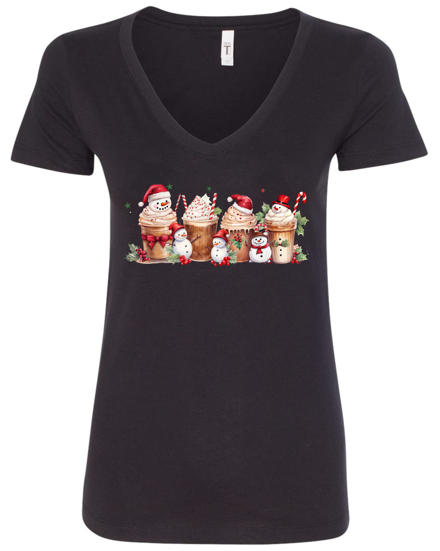 Cute coffee lovers v-neck t-shirt vneck tshirt tee black