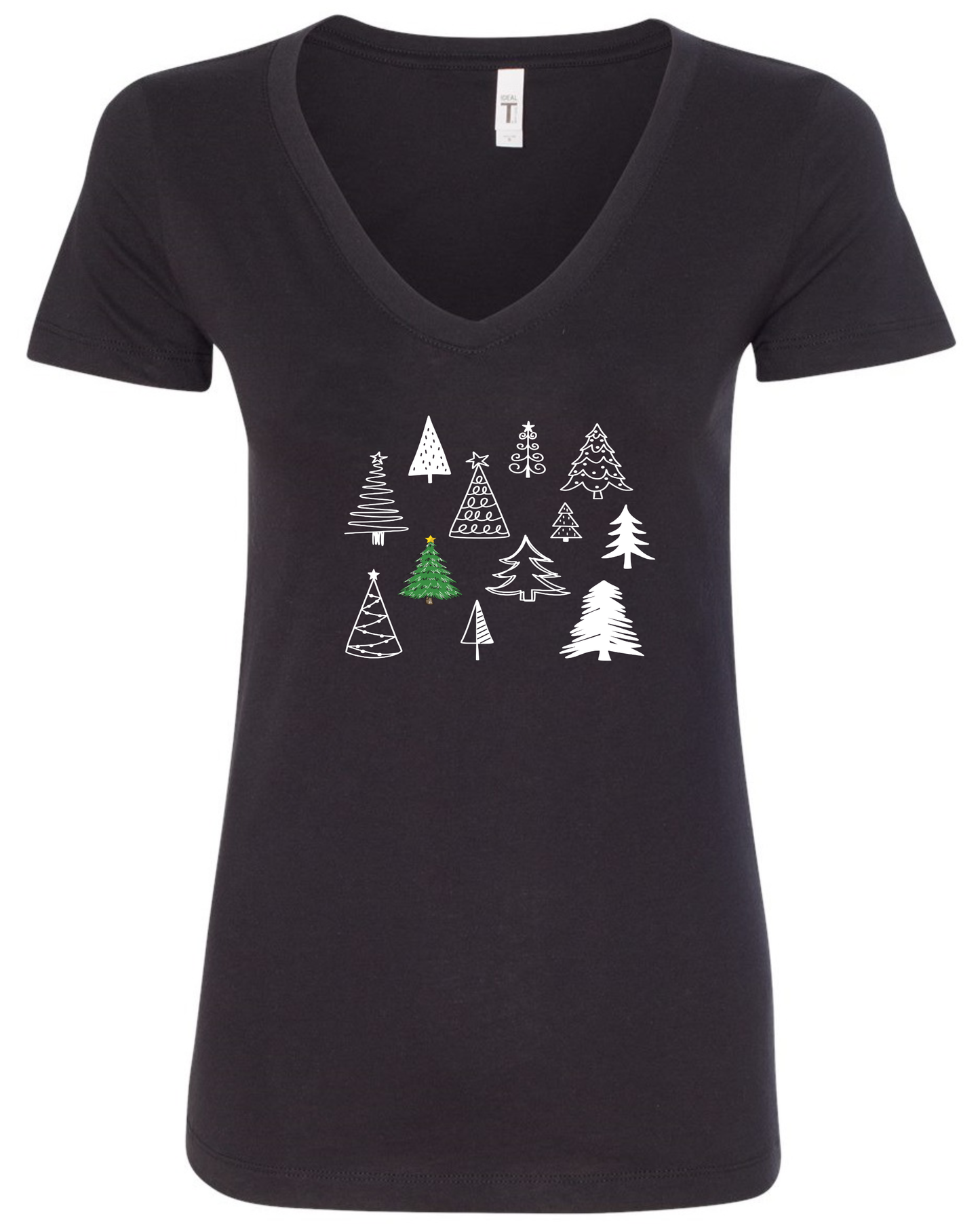 Cute Christmas trees v-neck t-shirt vneck tshirt tee black