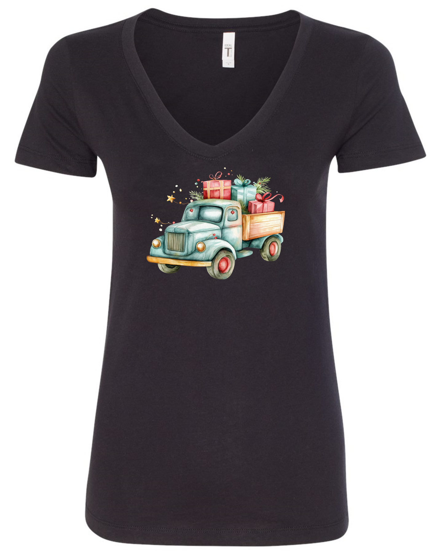 Cute farm truck v-neck t-shirt vneck tshirt tee black