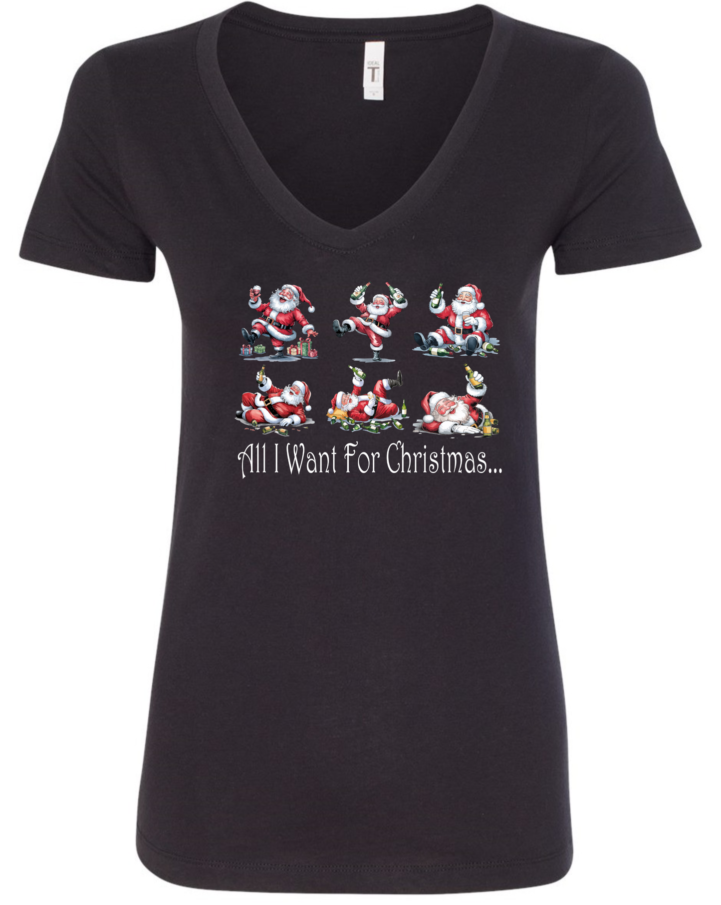 Alcohol themed Christmas v-neck t-shirt vneck tshirt tee black
