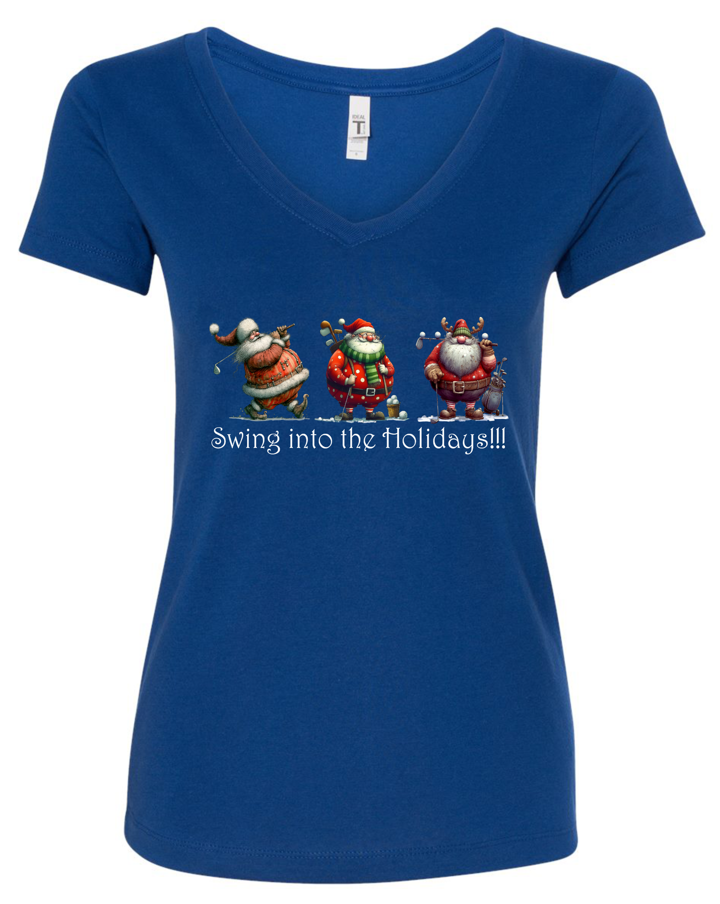 Christmas golf gifts v-neck t-shirt vneck tshirt tee blue
