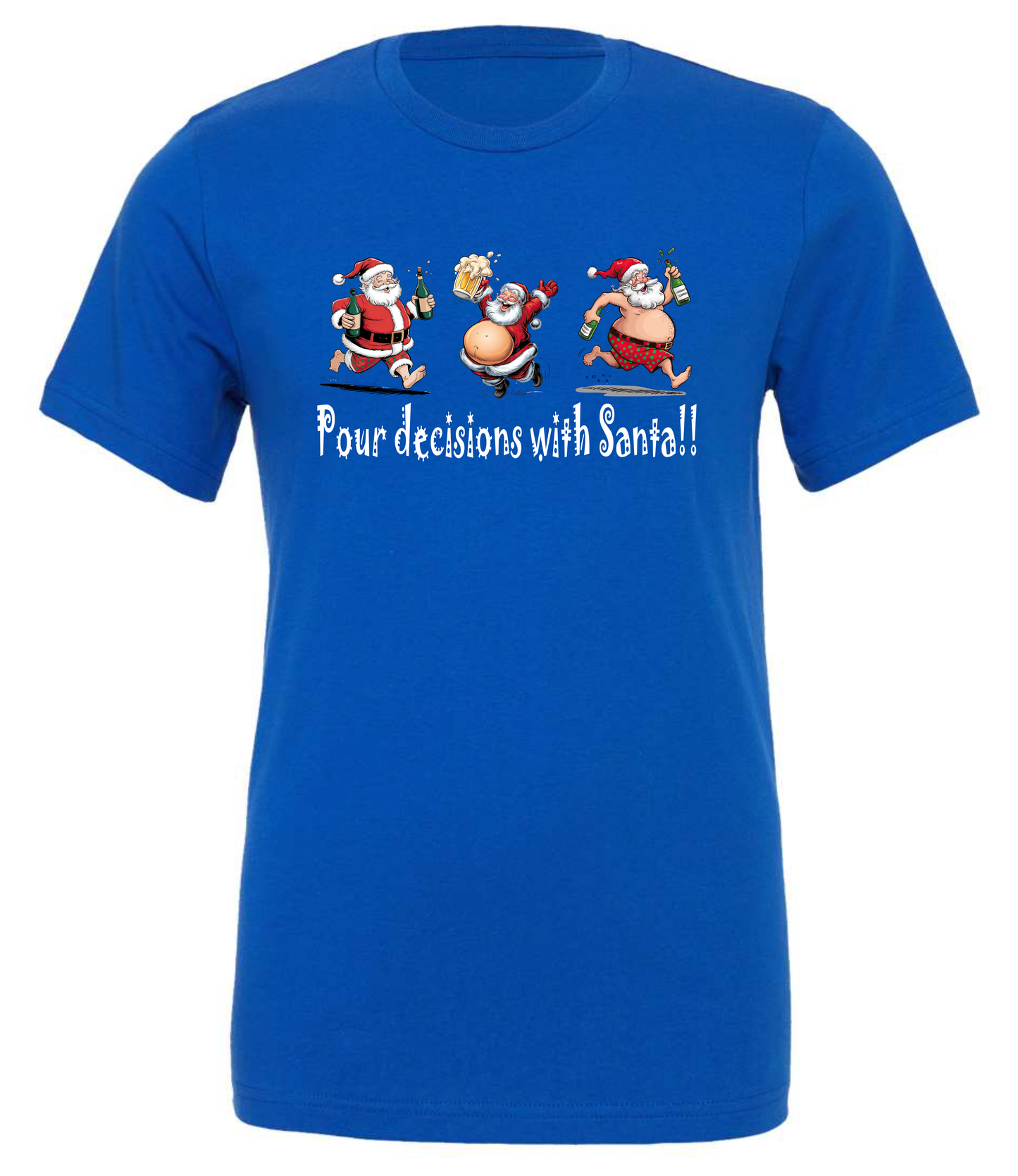 Alcoholic Santa gifts crewneck t-shirt tshirt tee blue