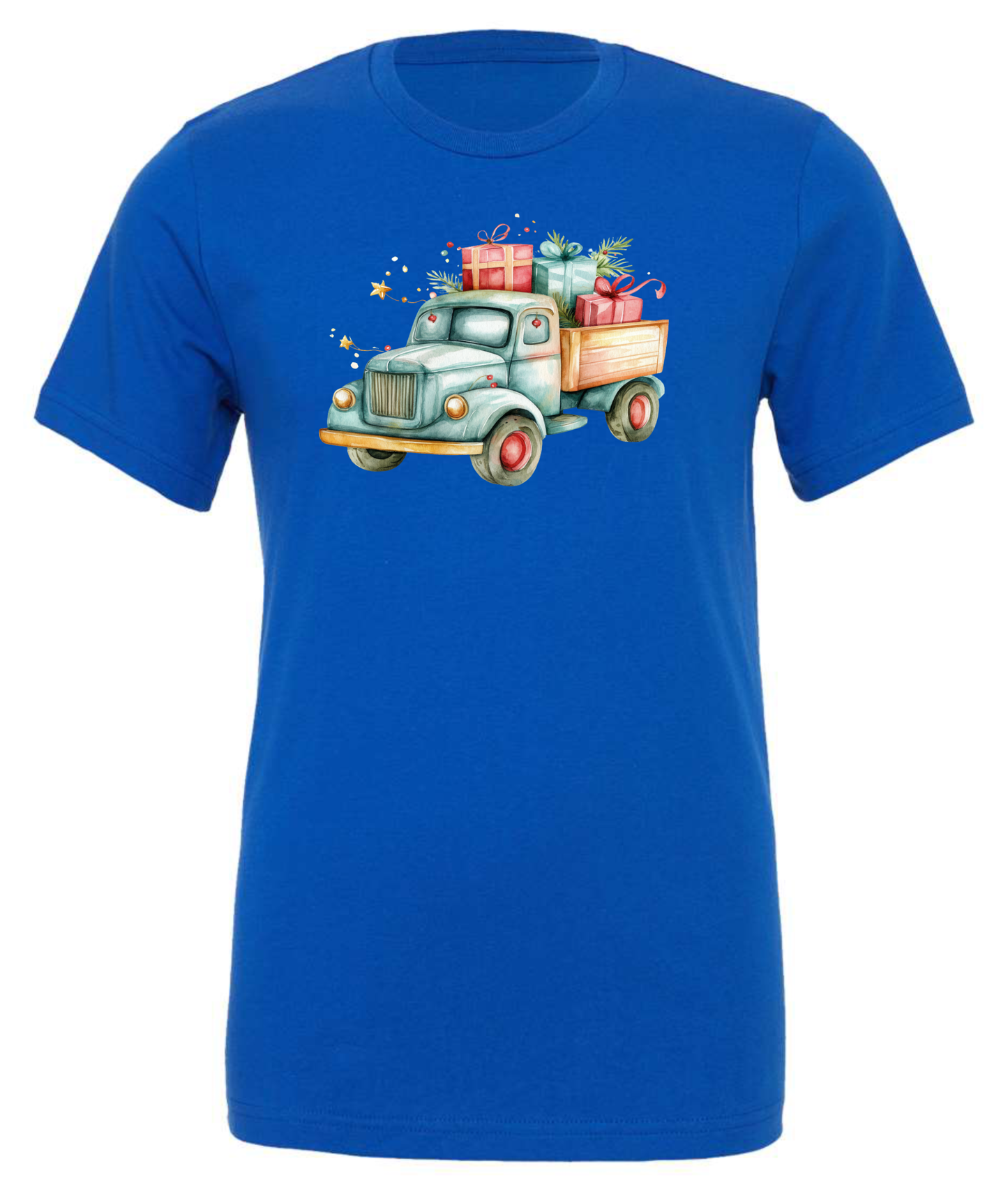 Christmas farm truck crewneck t-shirt tshirt tee blue