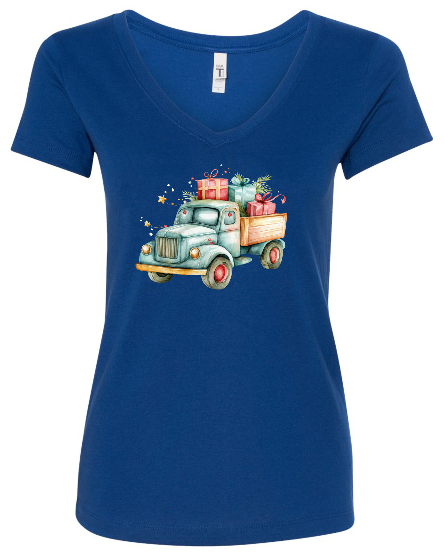 Cute farm truck v-neck t-shirt vneck tshirt tee blue