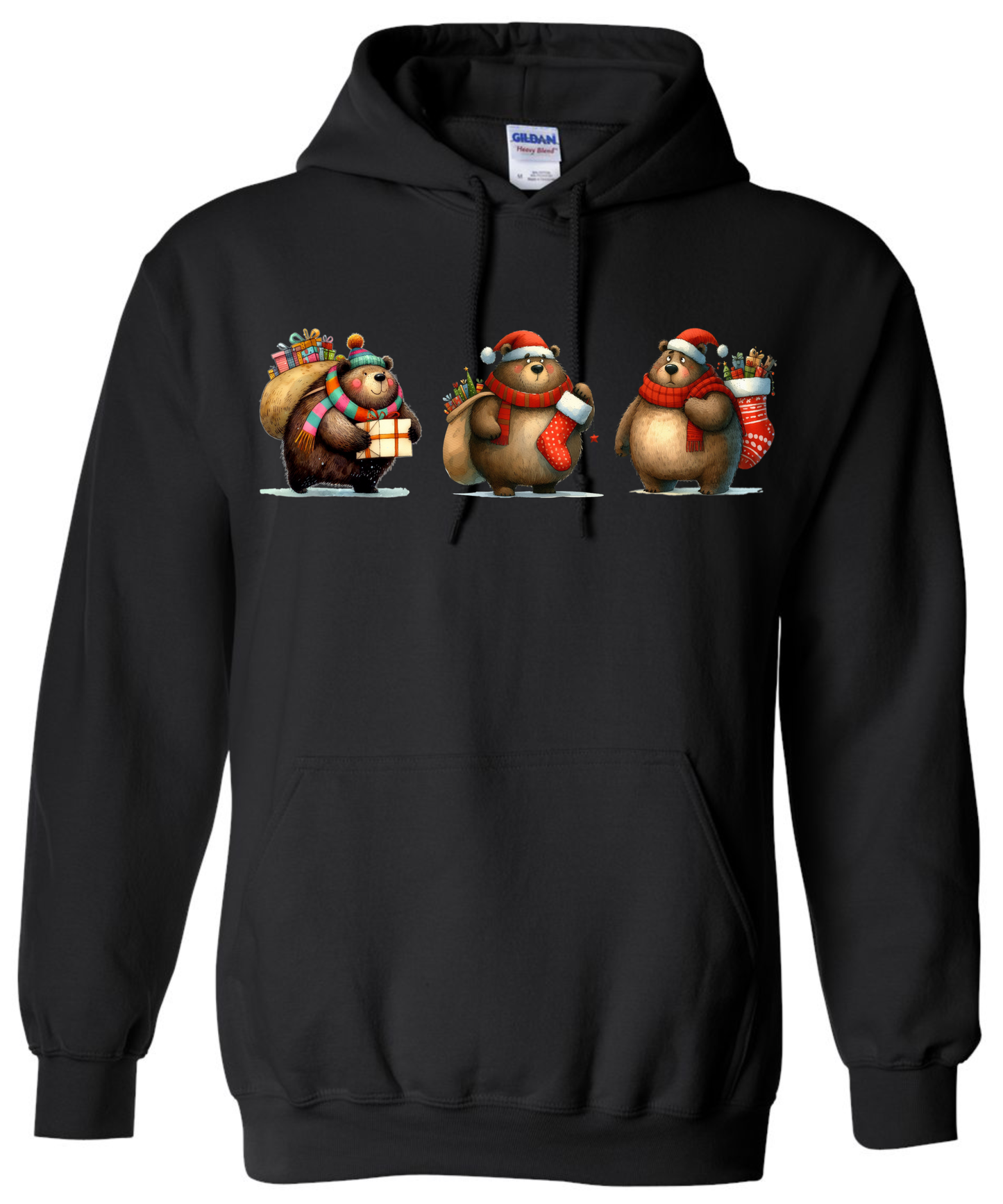 Christmas teddy bear hoddie black