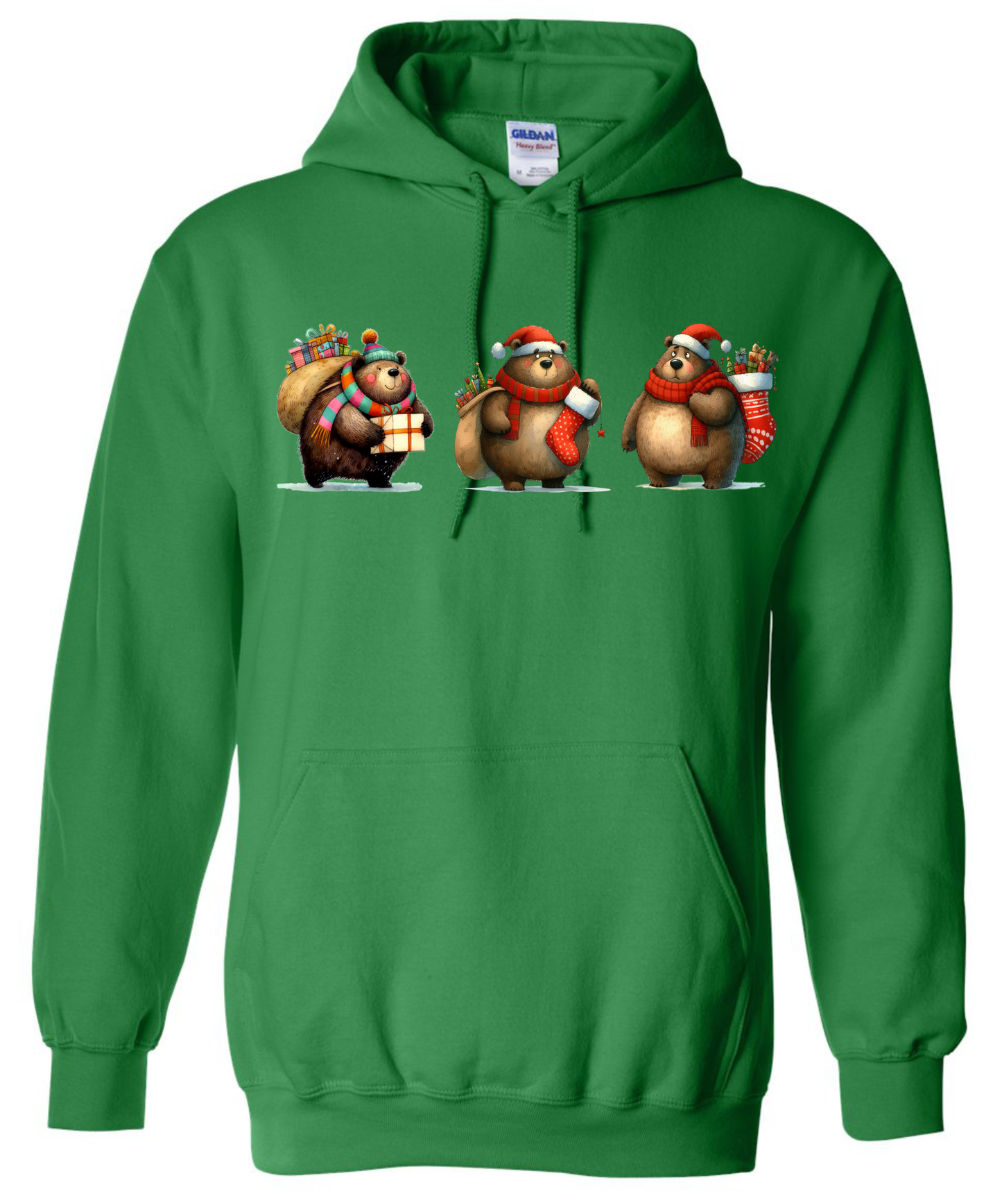 Christmas teddy bear hoddie green