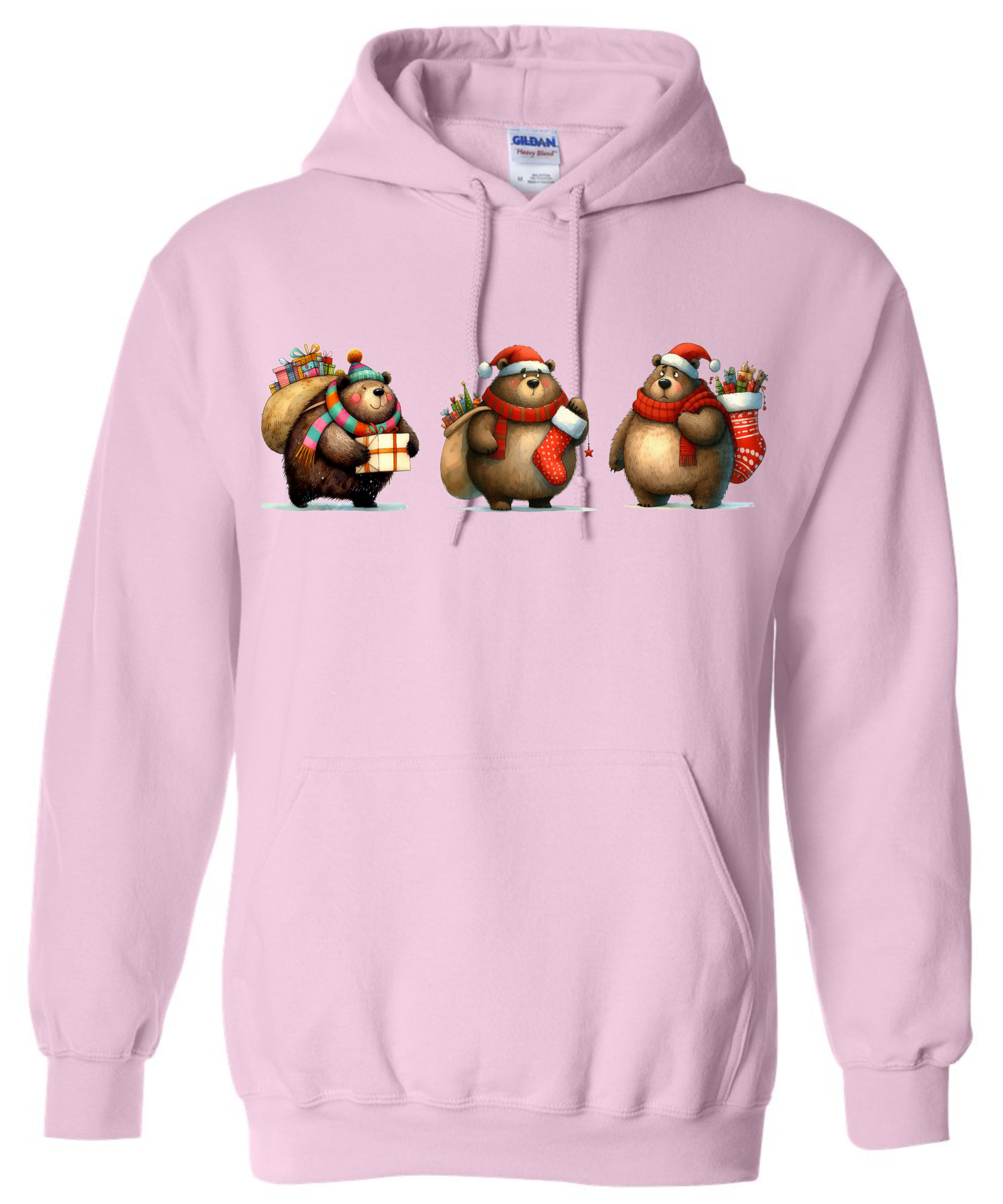 Christmas teddy bear hoddie pink