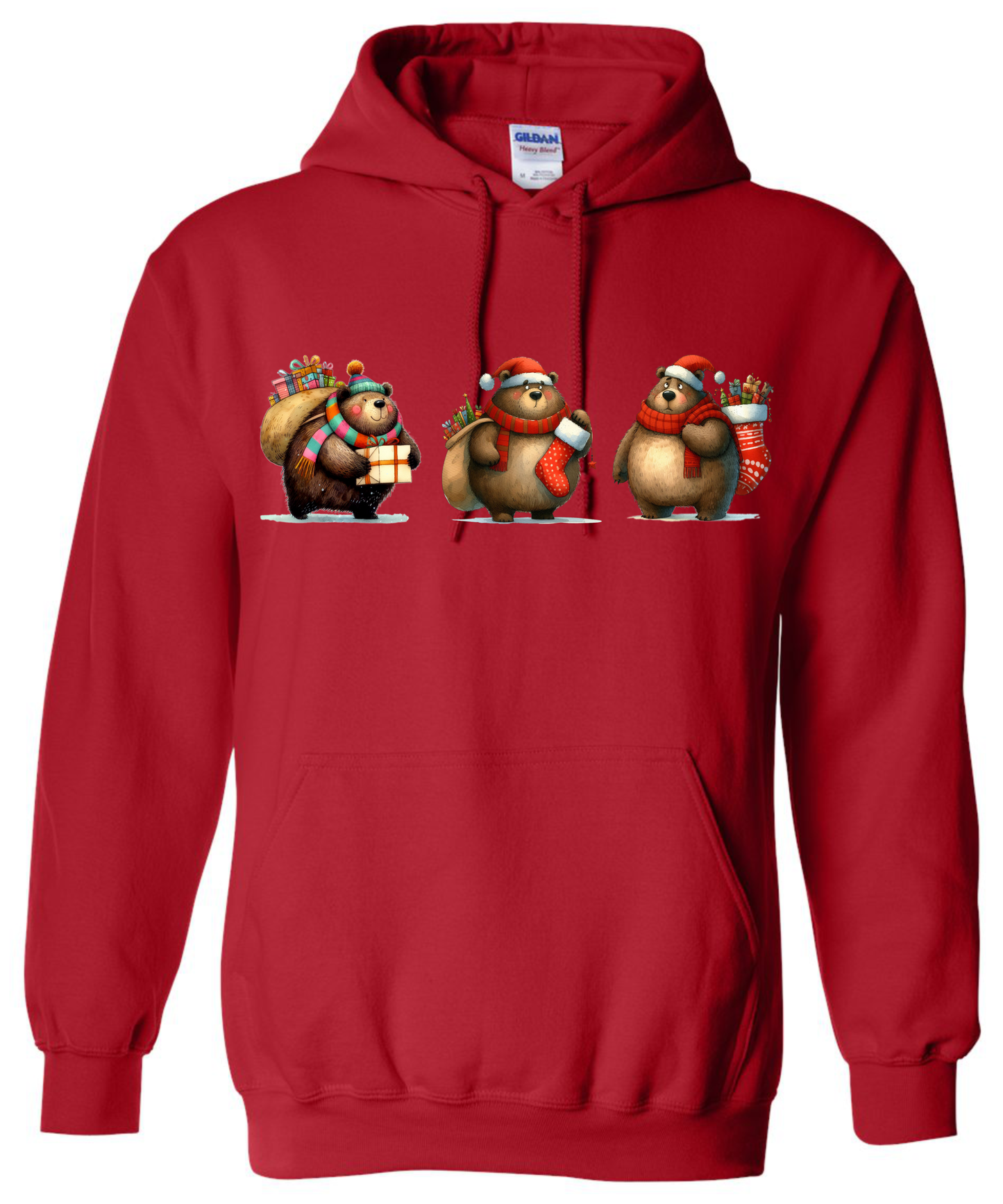 Christmas teddy bear hoddie red