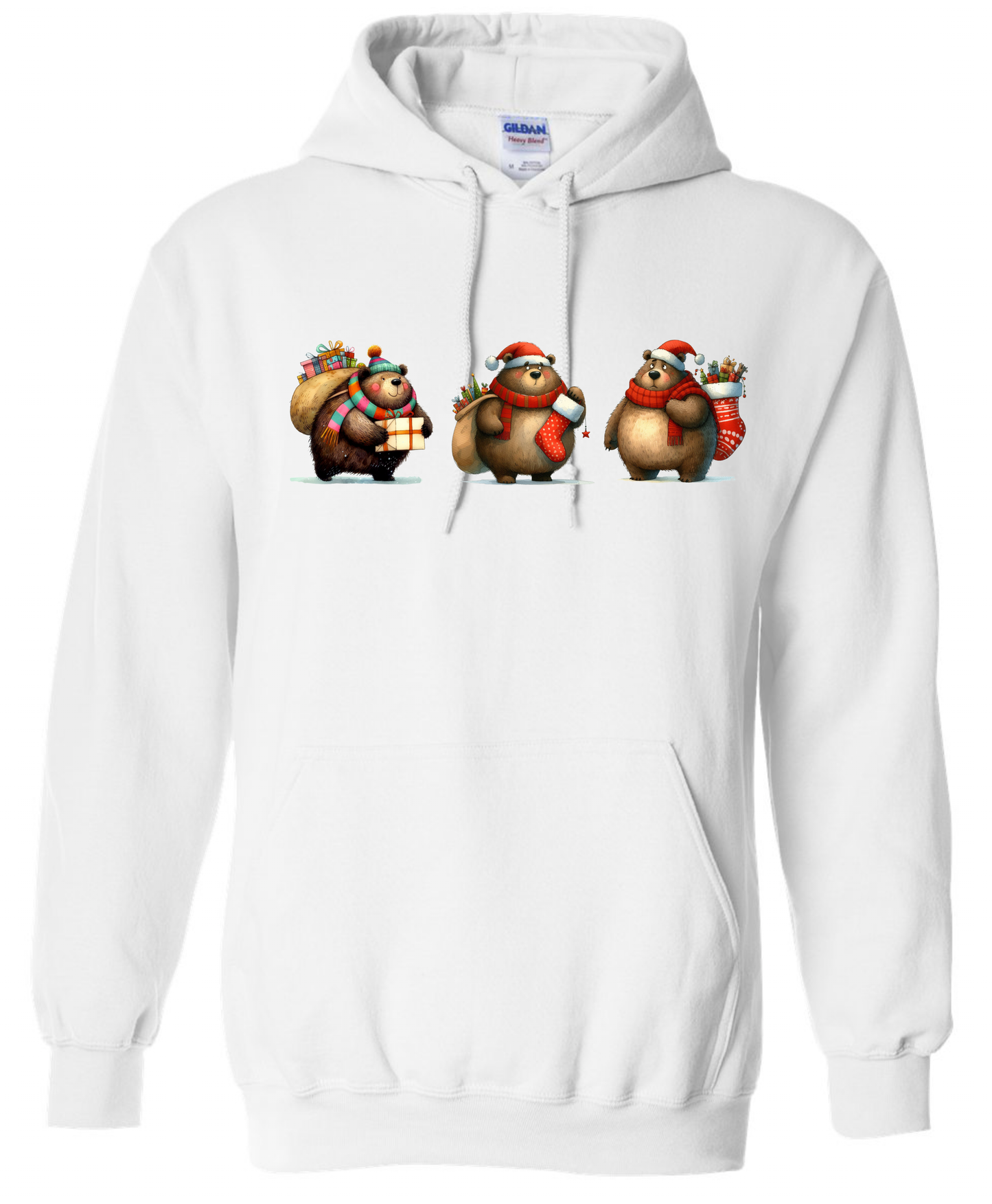 Christmas teddy bear hoddie white