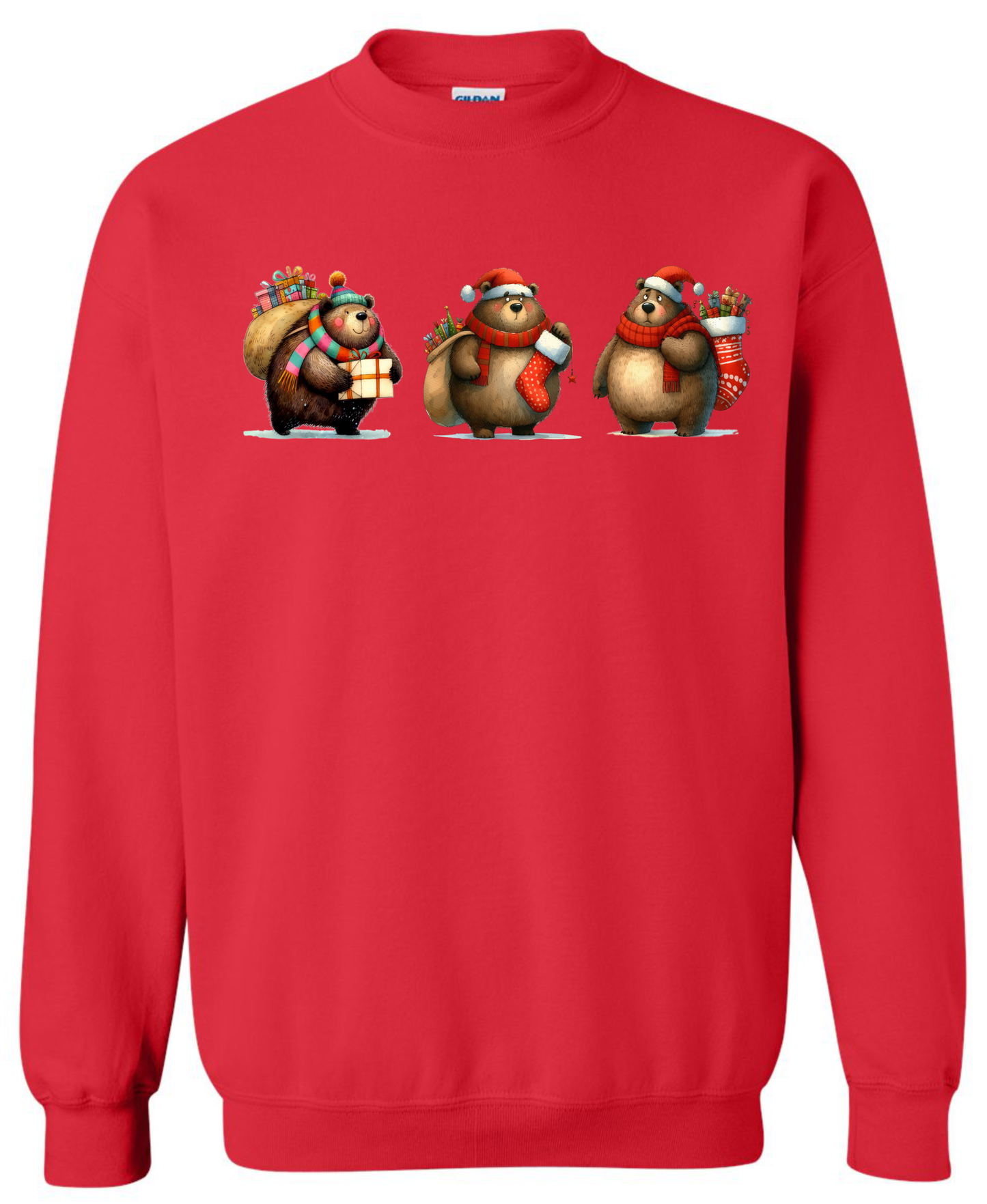 Teddy bear gifts for Christmas red sweatshirt long sleeve crewneck
