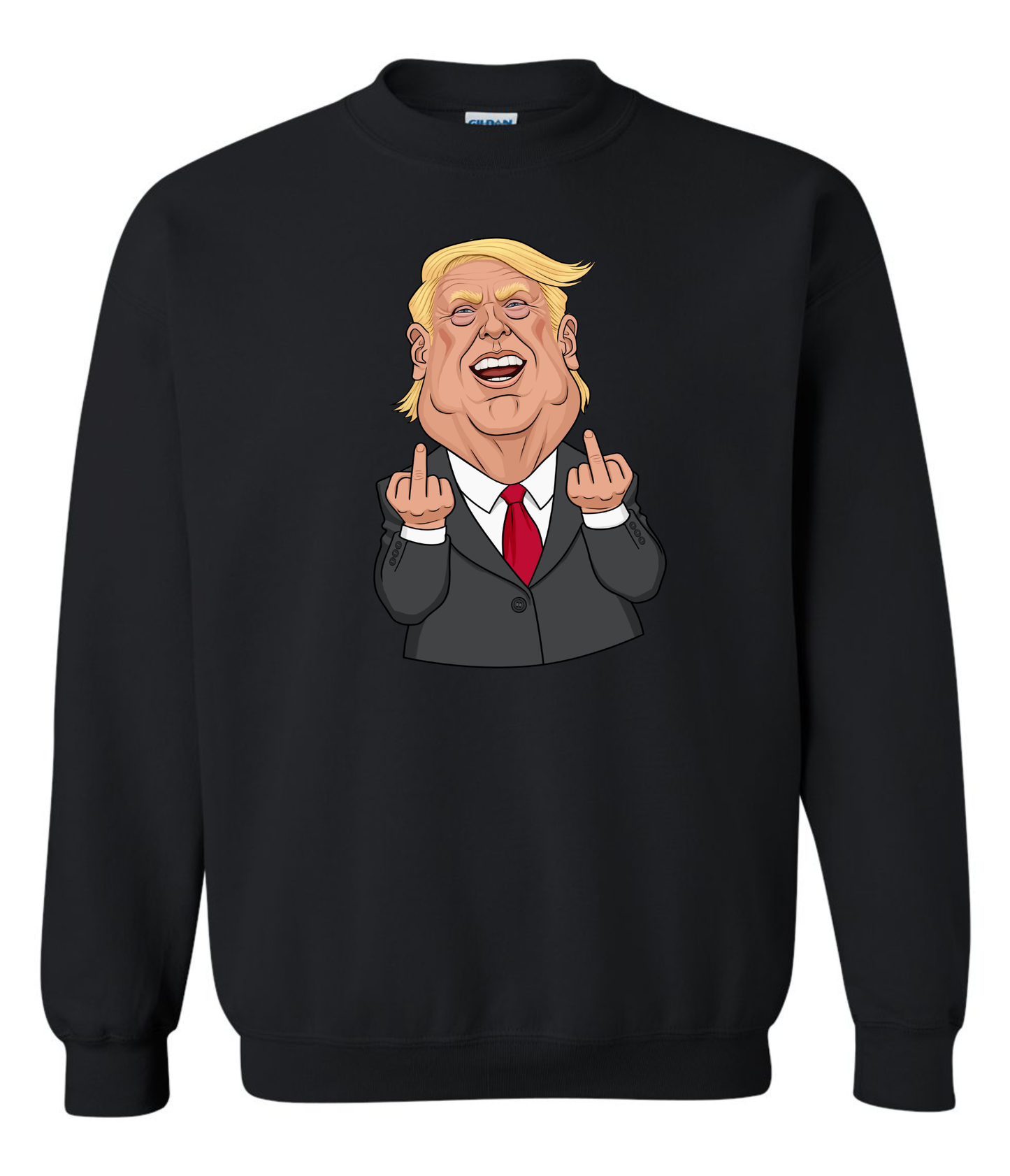 funny donald trump middle fingers meme cartoon sweatshirt crewneck long sleeve black