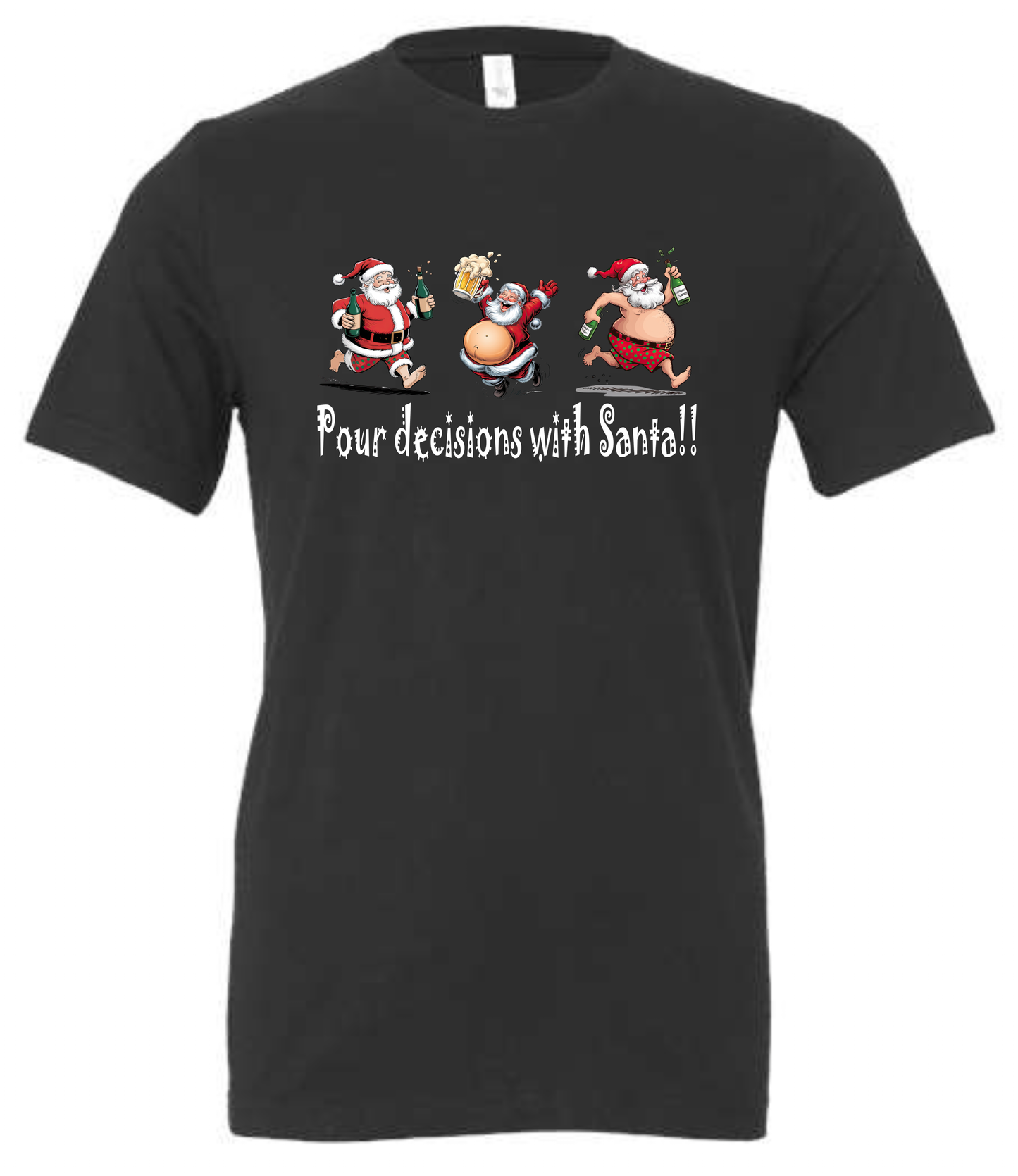 Alcoholic Santa gifts crewneck t-shirt tshirt tee dark gray grey