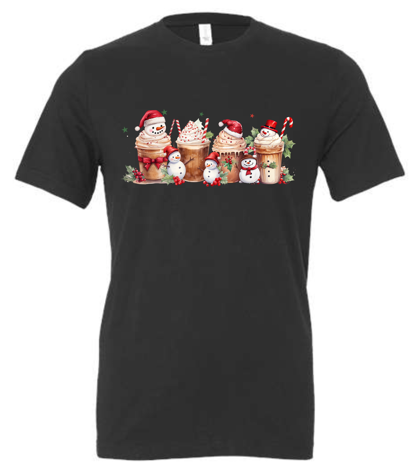 Cute Christmas coffee cups crewneck t-shirt tshirt tee dark gray grey