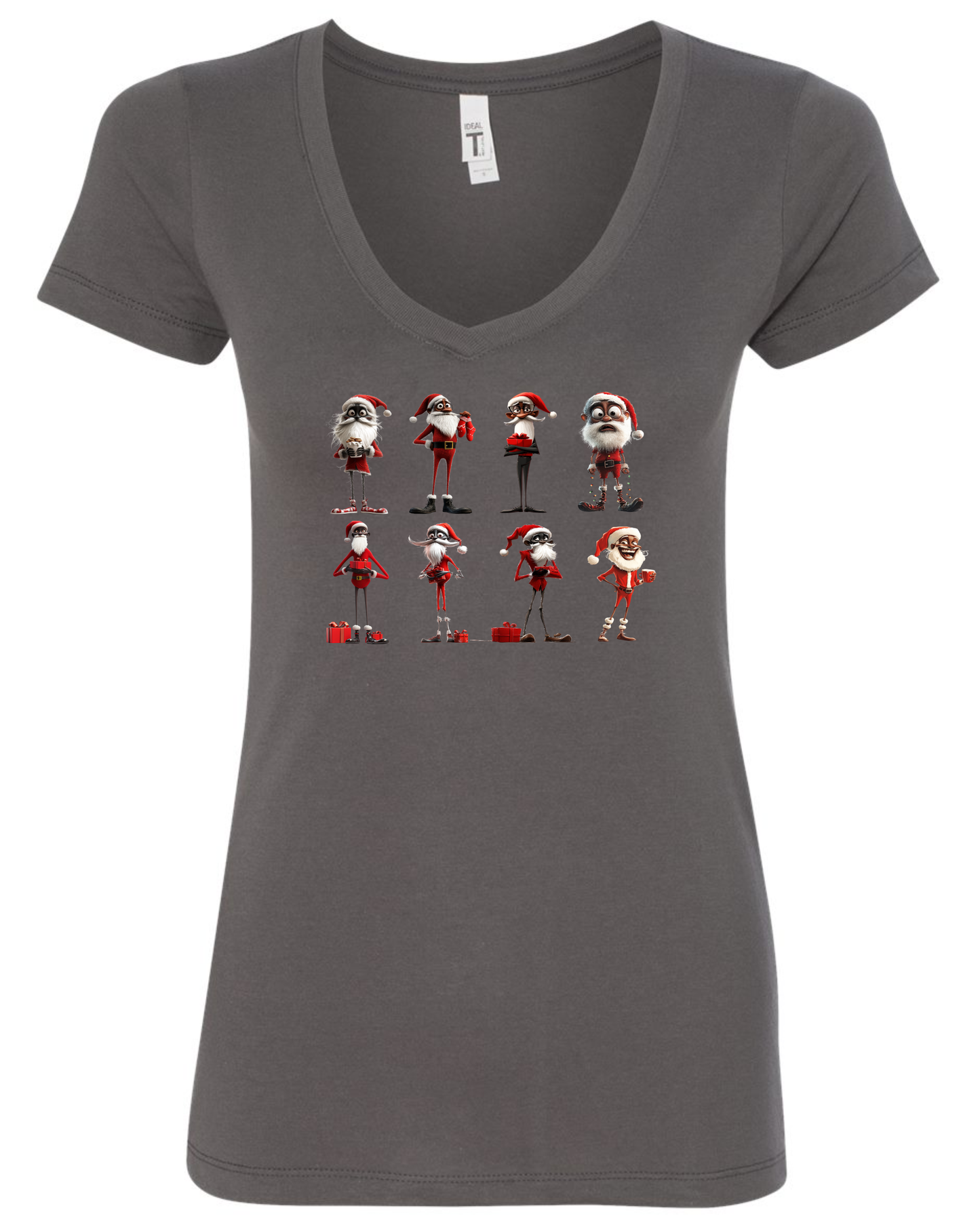 Skinny African Santa v-neck t-shirt vneck tshirt tee dark gray grey