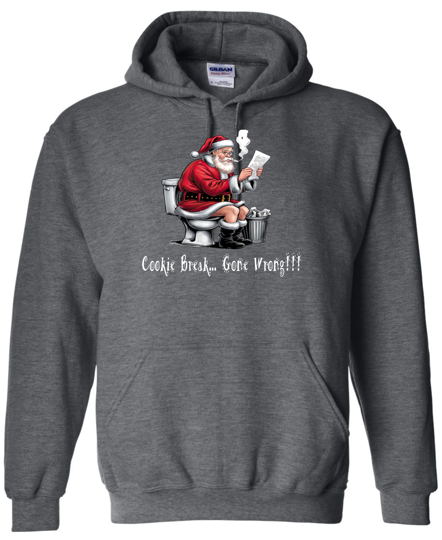 Naughty Santa Christmas gifts Santa in the toilet dark gray grey hoodie