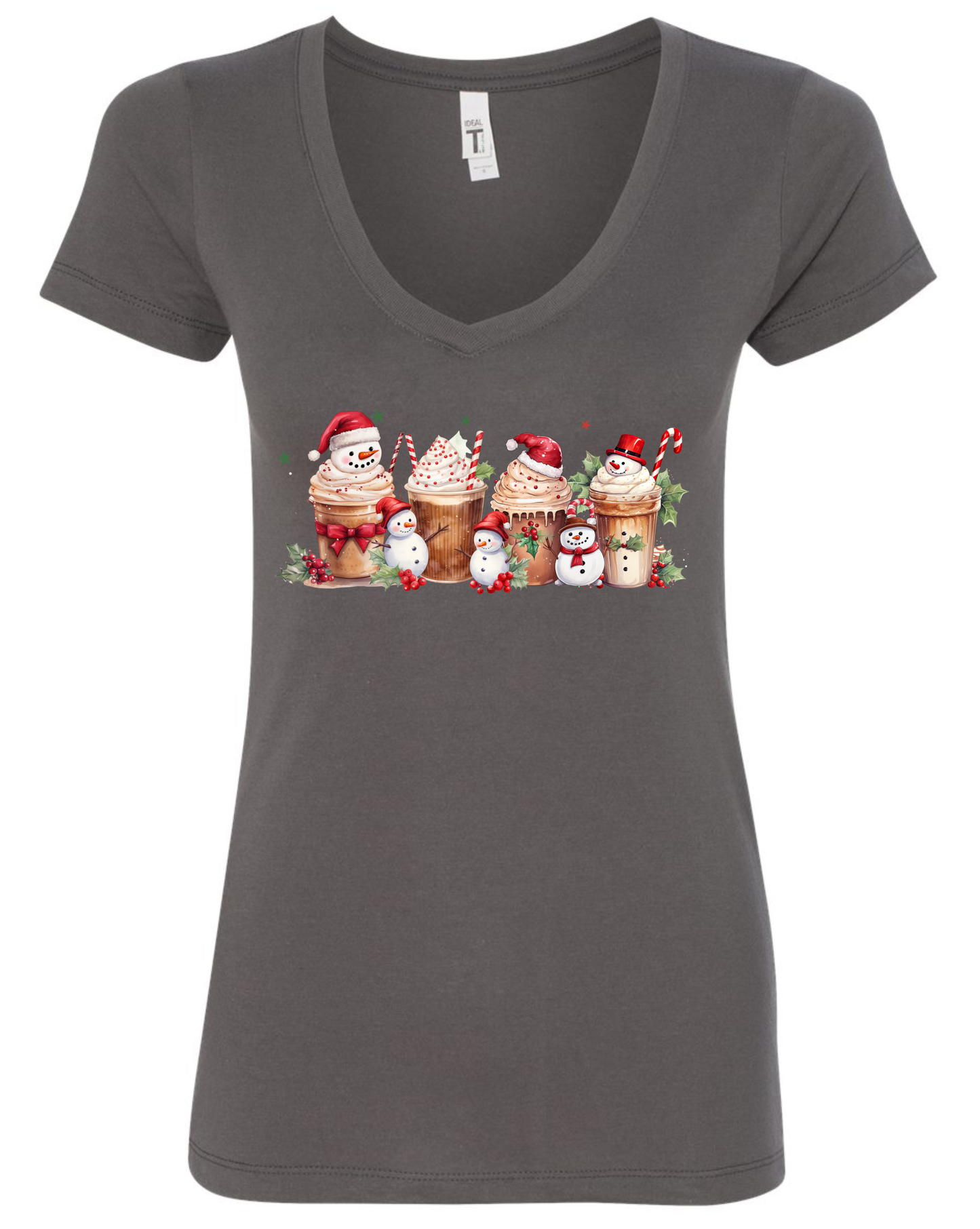 Cute coffee lovers v-neck t-shirt vneck tshirt tee dark gray grey