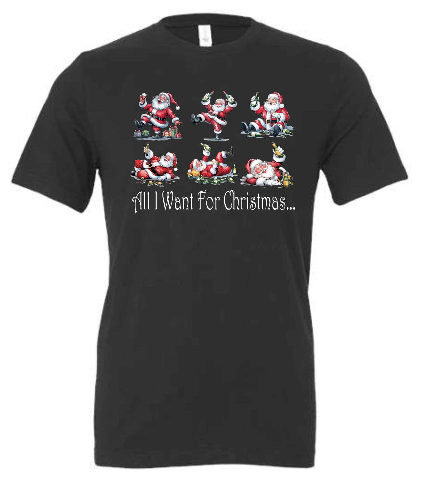 Santa drinking gifts crewneck t-shirt tshirt tee dark gray grey