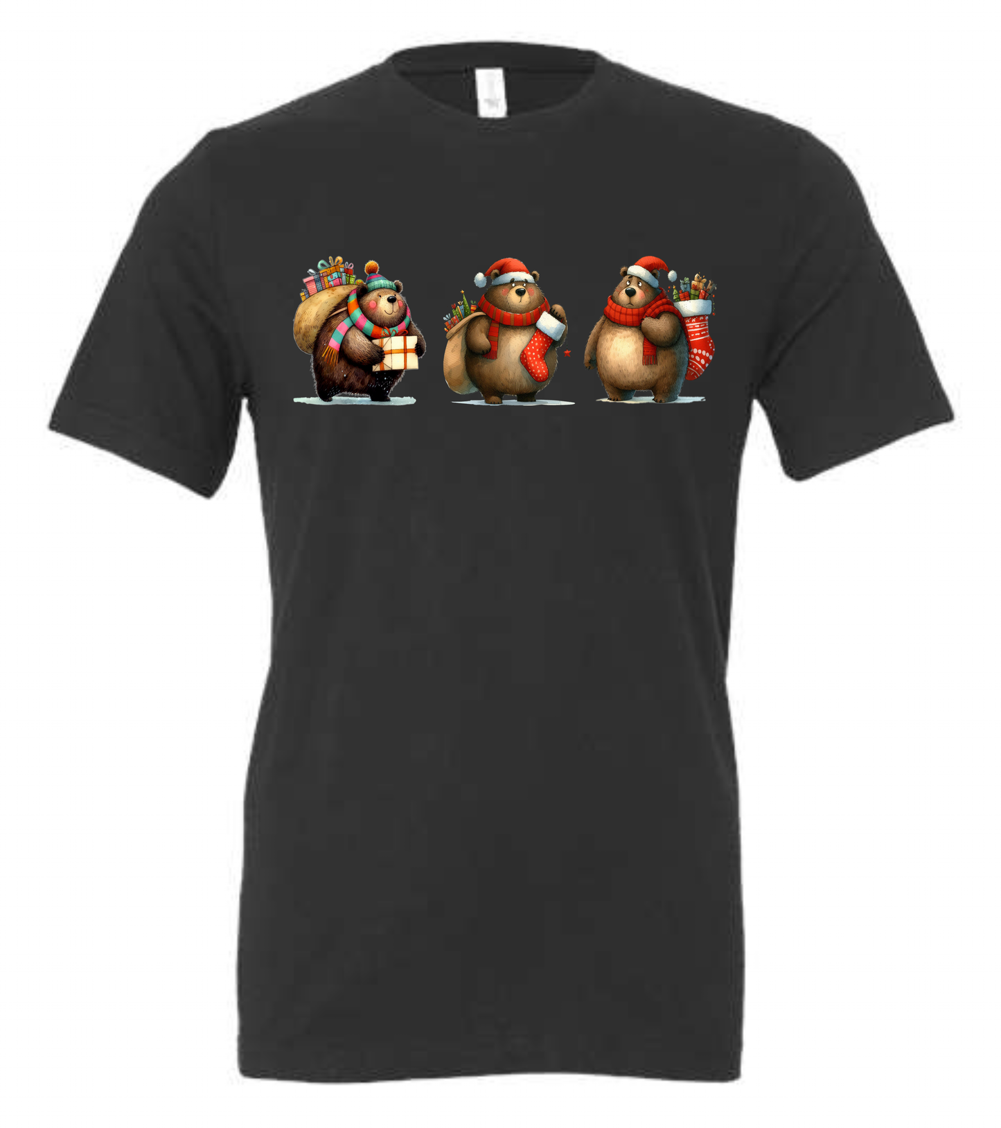 Teddy bear themed Christmas crewneck t-shirt tshirt tee dark gray grey