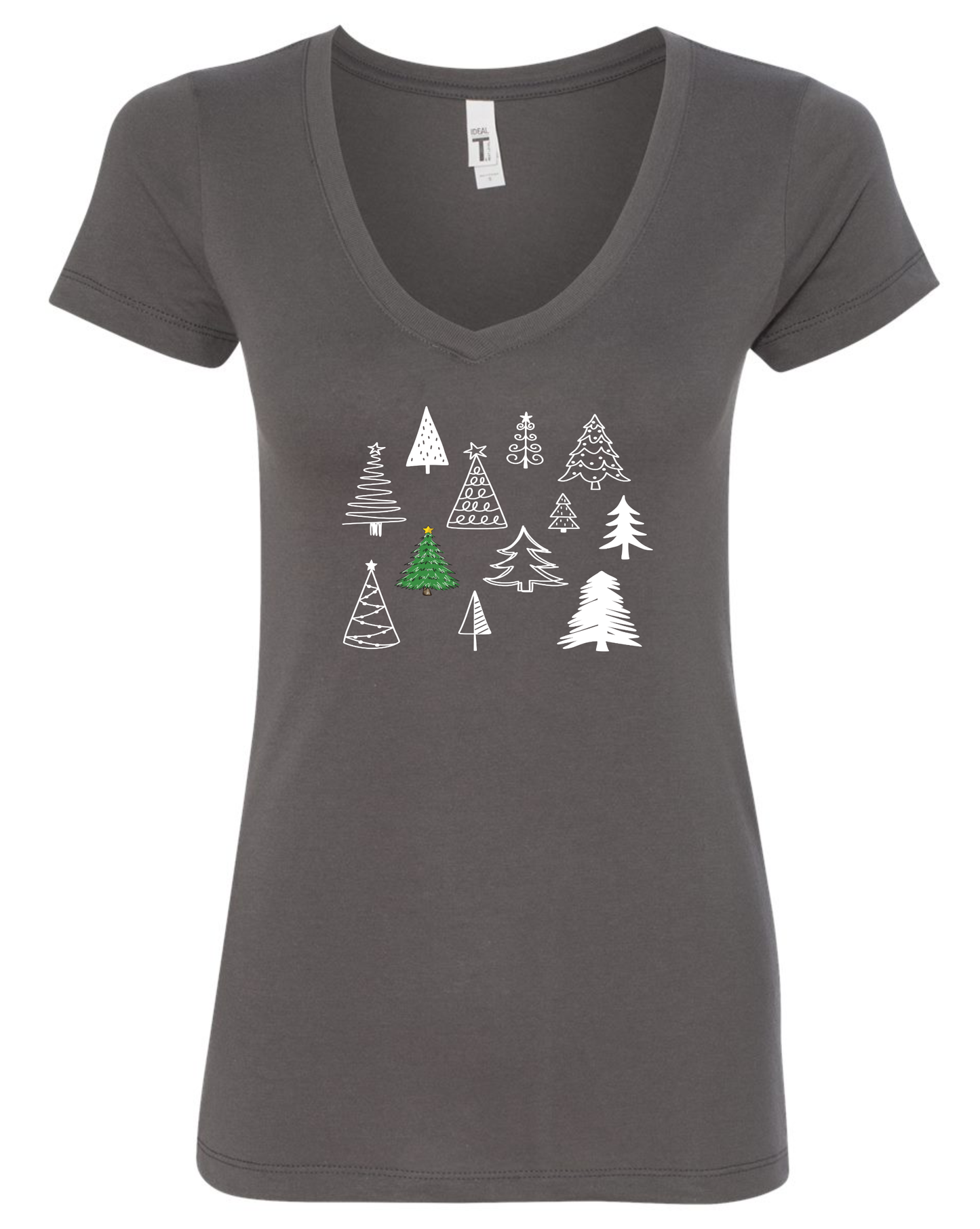 Cute Christmas trees v-neck t-shirt vneck tshirt tee dark gray grey