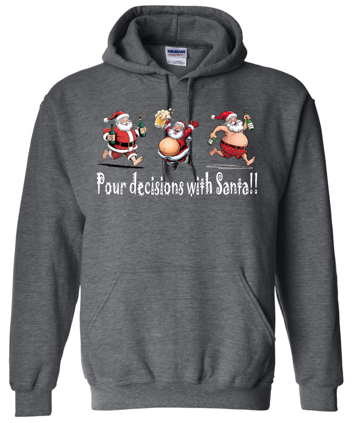 Drunk Santa Christmas gifts dark gray grey hoodie