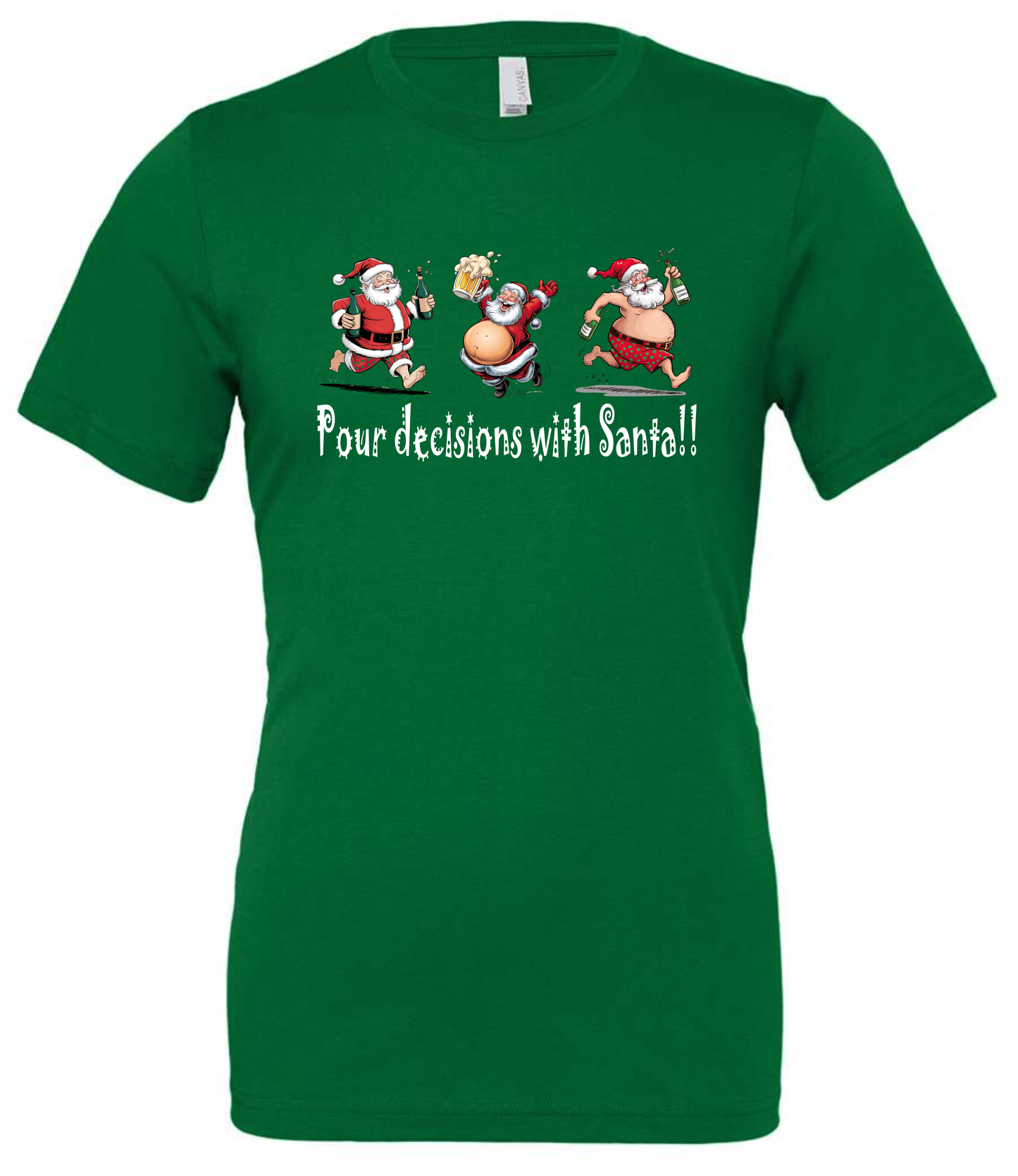 Alcoholic Santa gifts crewneck t-shirt tshirt tee green
