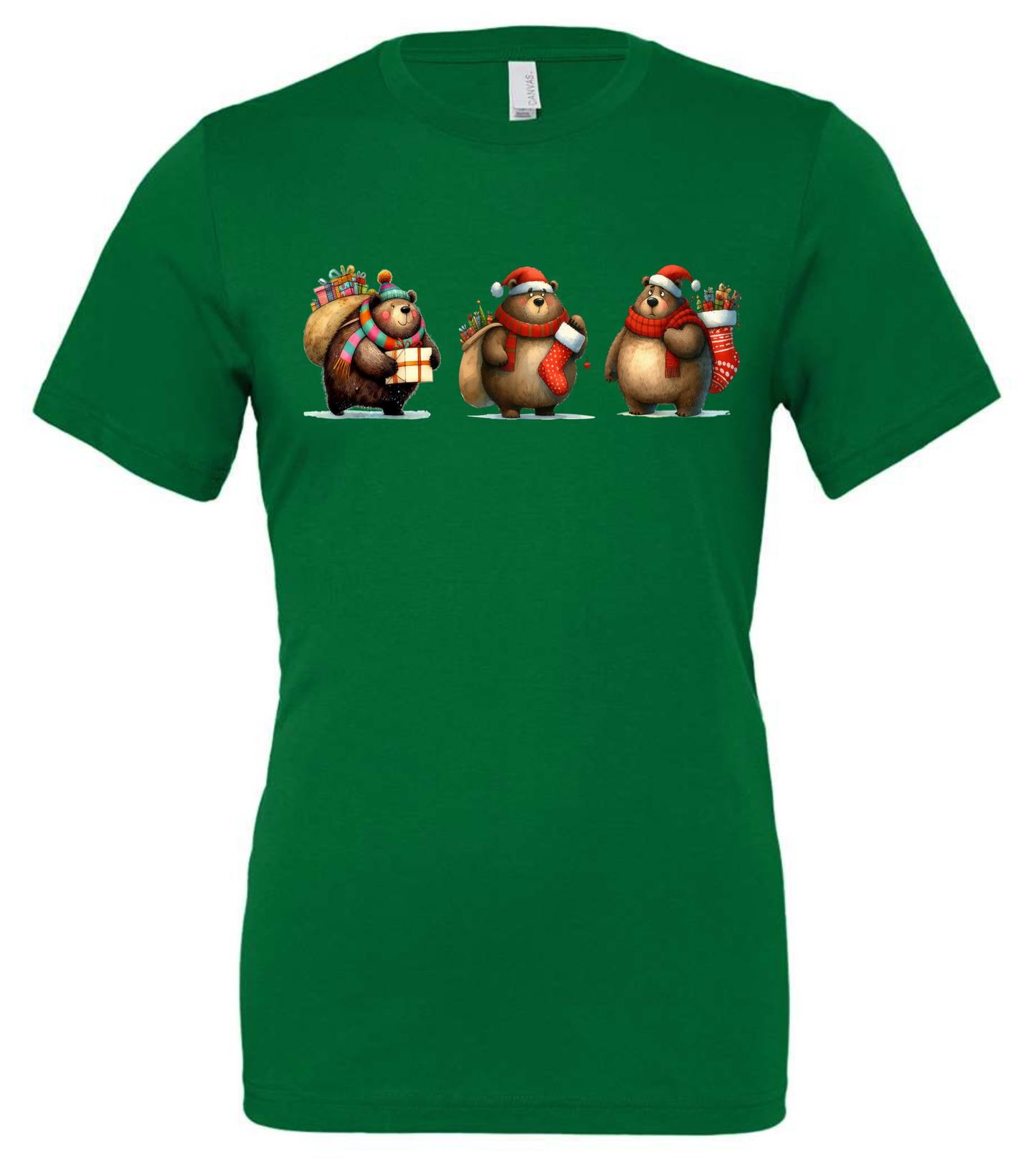 Teddy bear themed Christmas crewneck t-shirt tshirt tee green