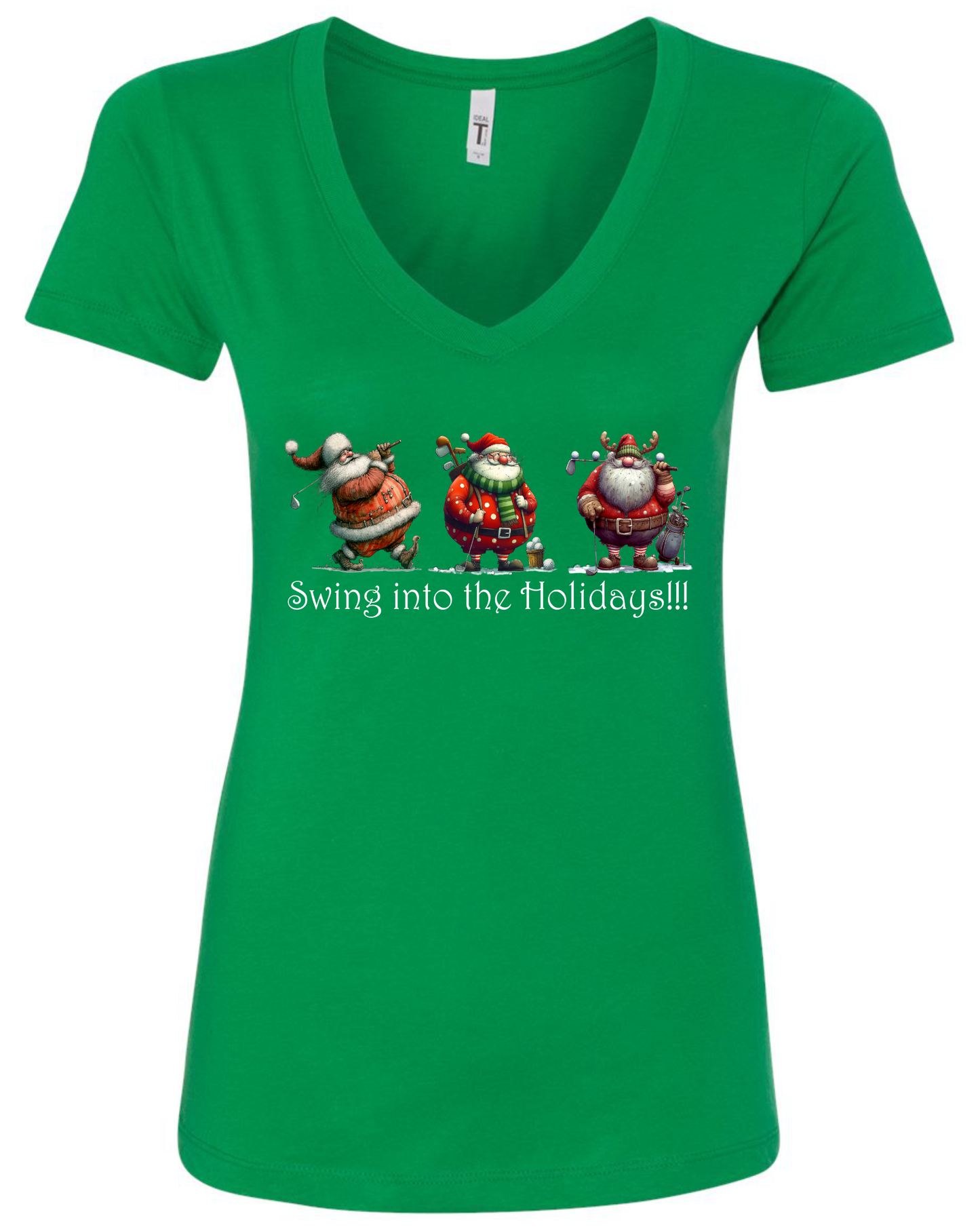 Christmas golf gifts v-neck t-shirt vneck tshirt tee green