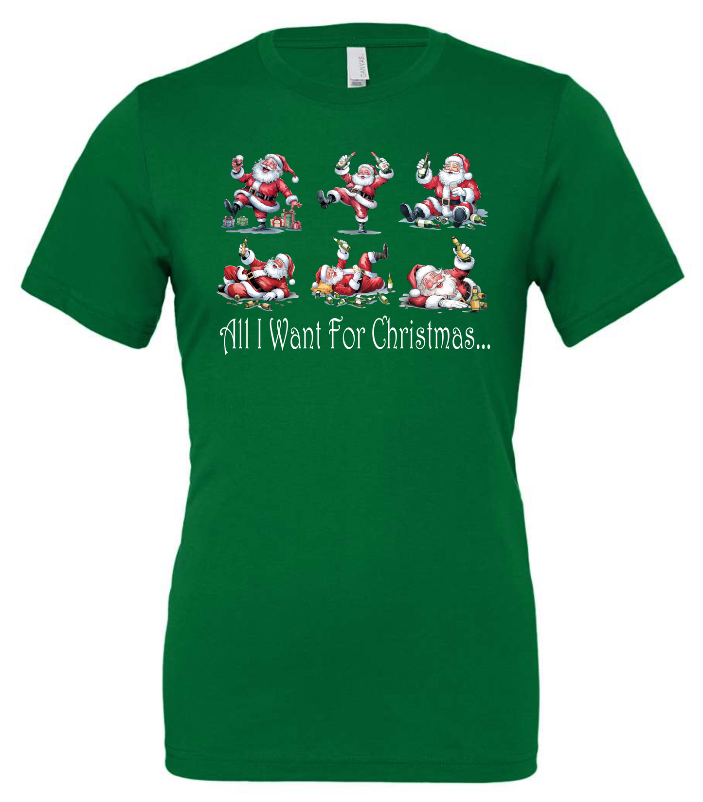 Santa drinking gifts crewneck t-shirt tshirt tee green