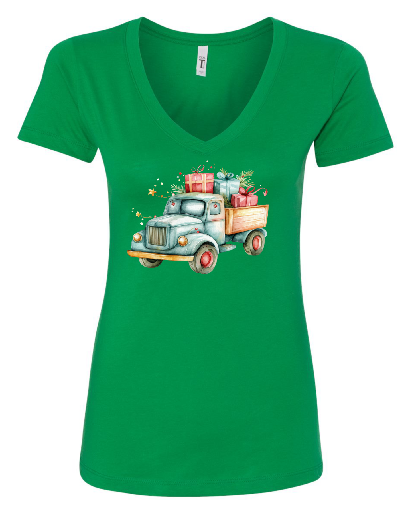 Cute farm truck v-neck t-shirt vneck tshirt tee green
