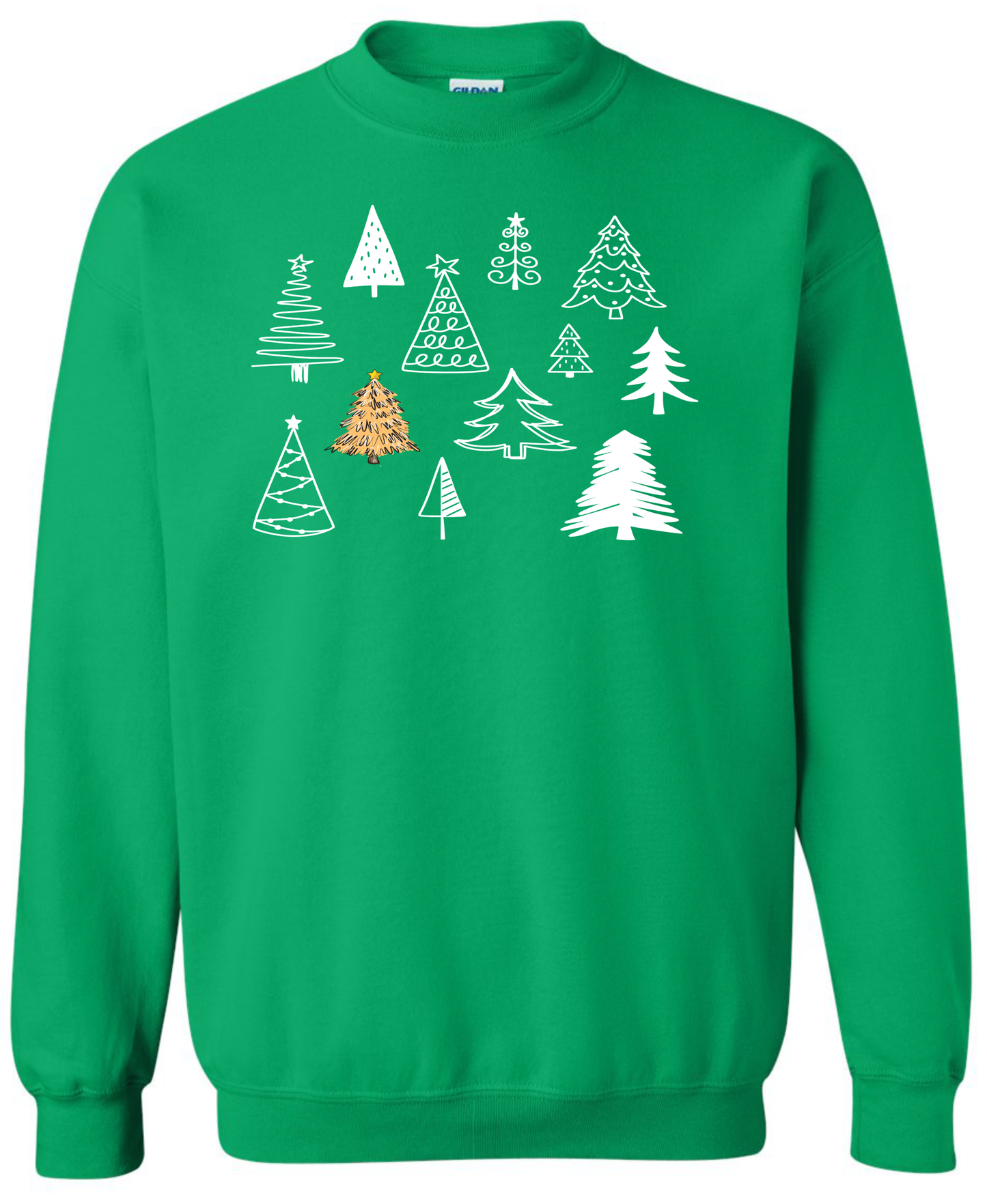 Festive Christmas trees collection green sweatshirt long sleeve crewneck