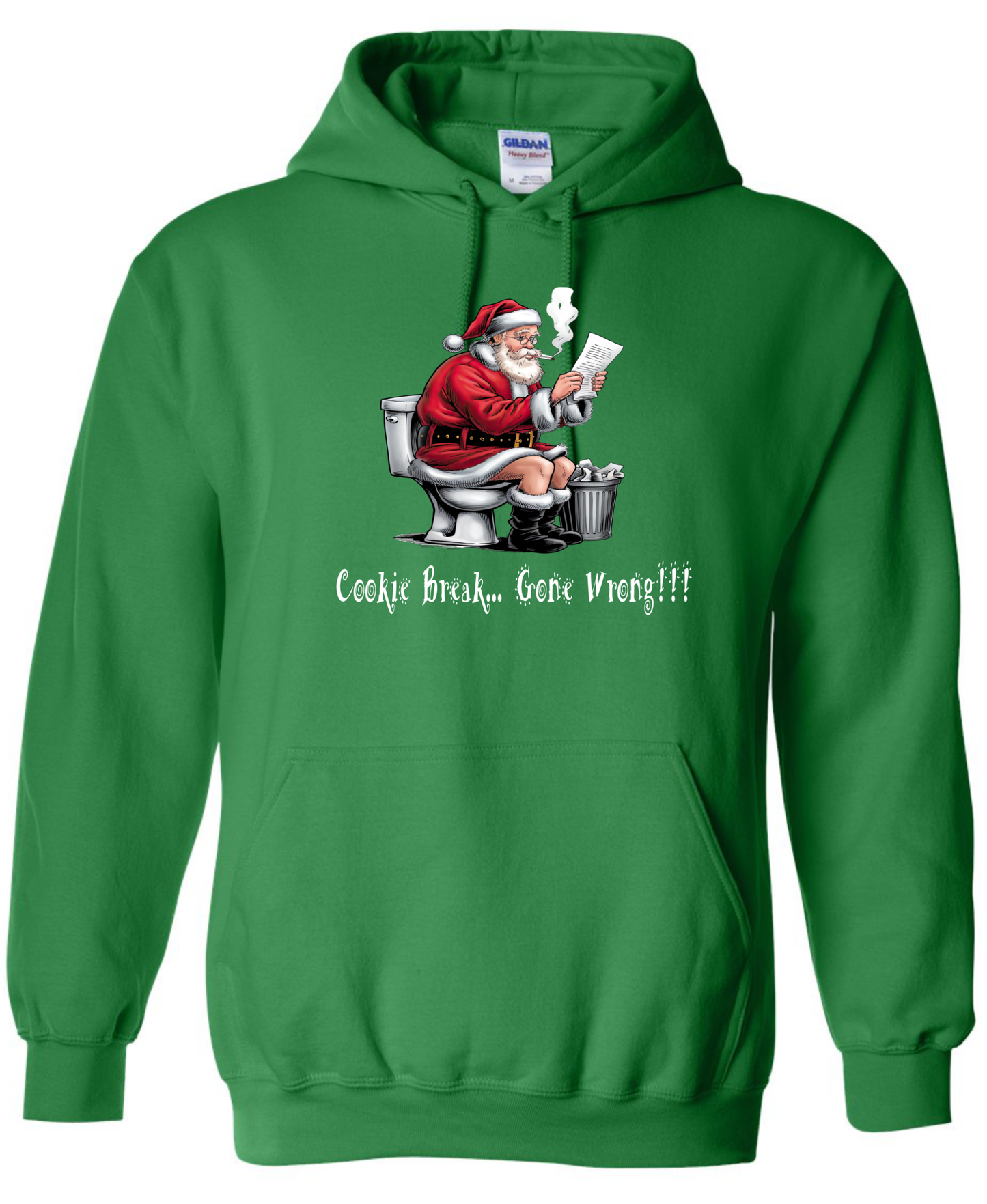 Naughty Santa Christmas gifts Santa in the toilet green hoodie