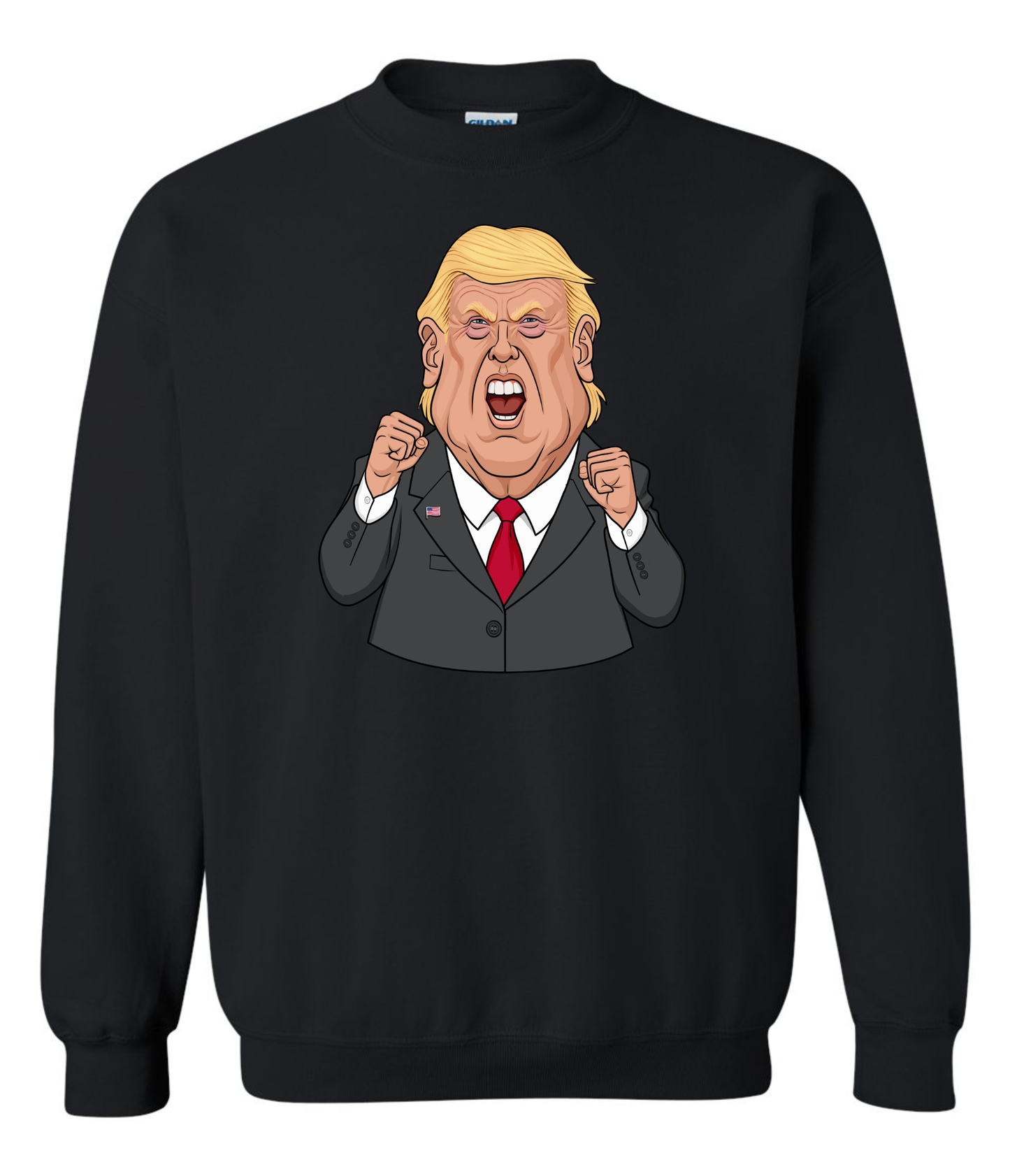 donald trump very mad meme cartoon sweatshirt crewneck long sleeve black