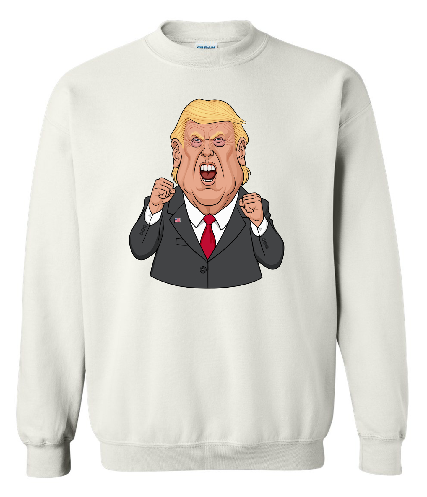 donald trump very mad meme cartoon sweatshirt crewneck long sleeve white