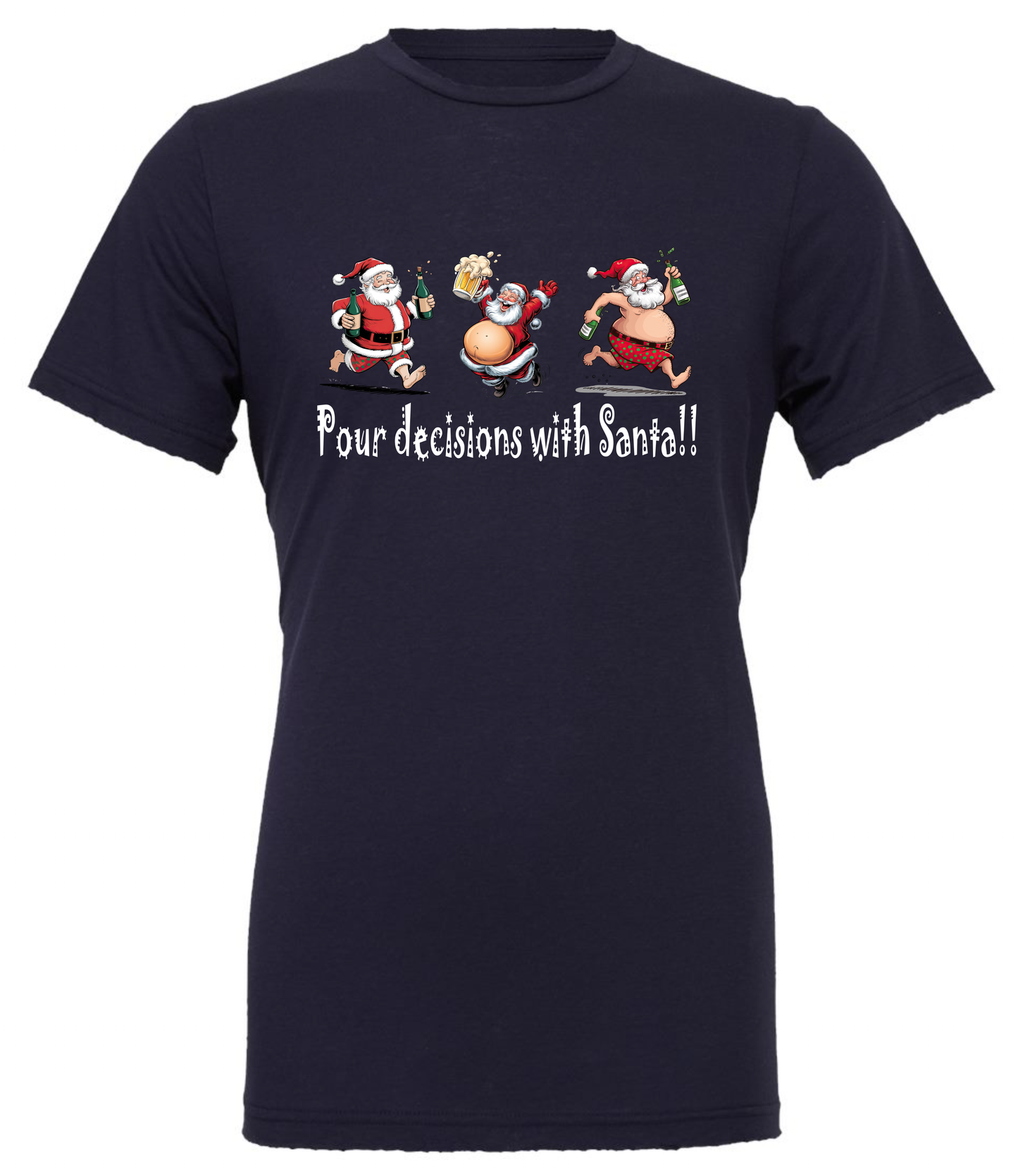 Alcoholic Santa gifts crewneck t-shirt tshirt tee navy