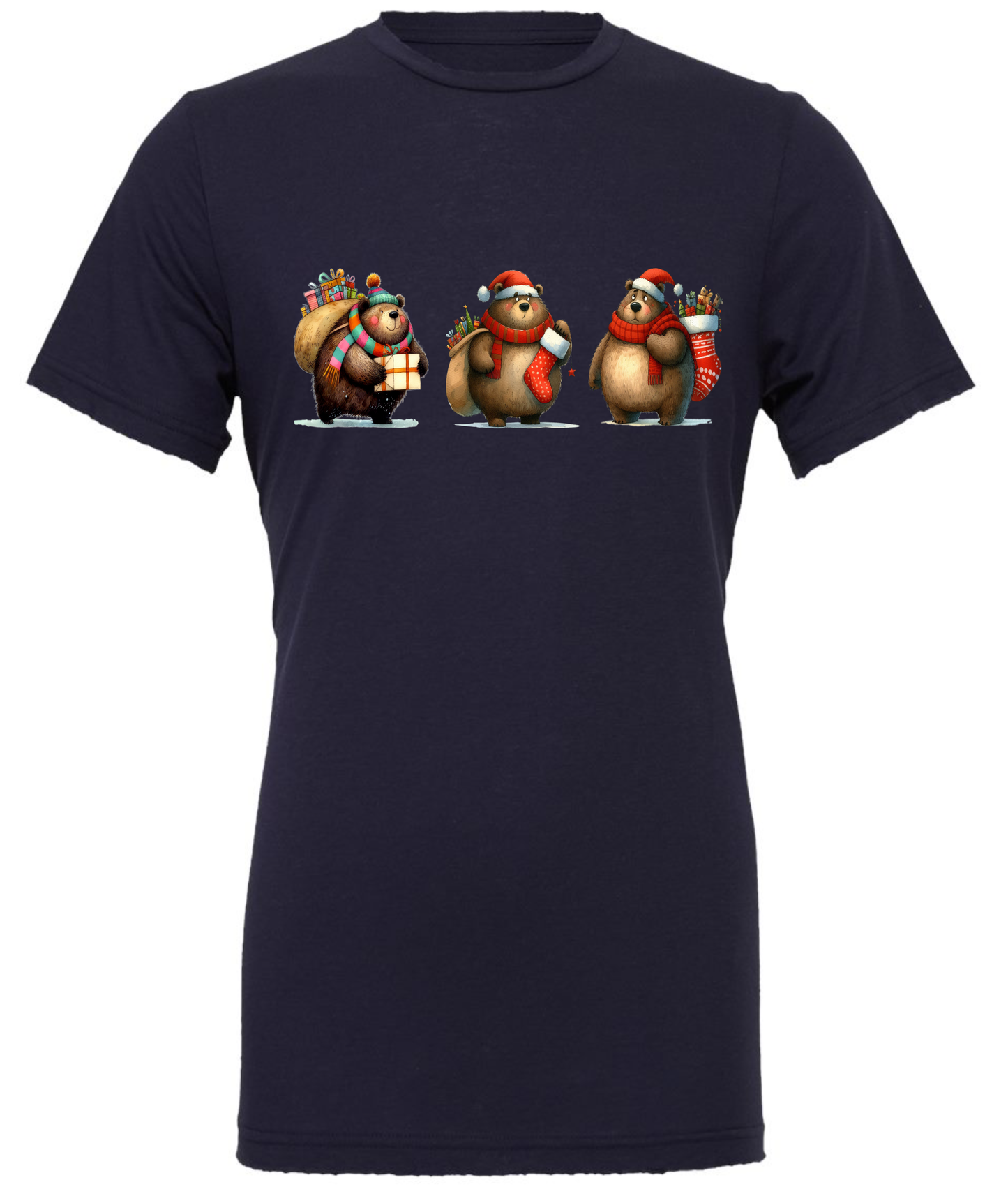 Teddy bear themed Christmas crewneck t-shirt tshirt tee navy