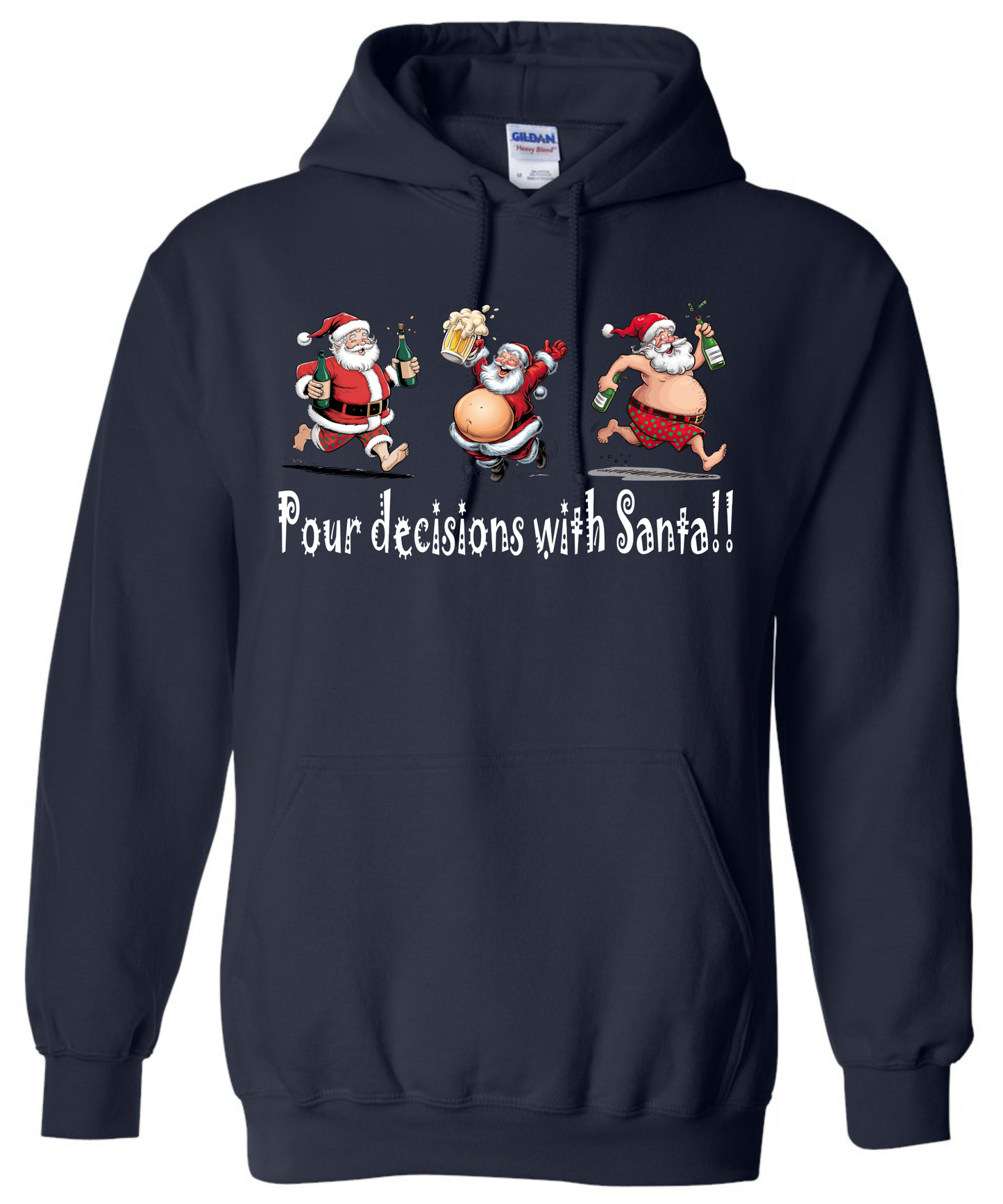 Drunk Santa Christmas gifts navy hoodie