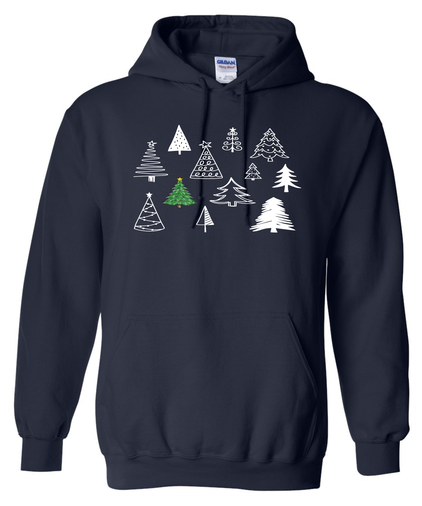 Christmas trees hoodie navy