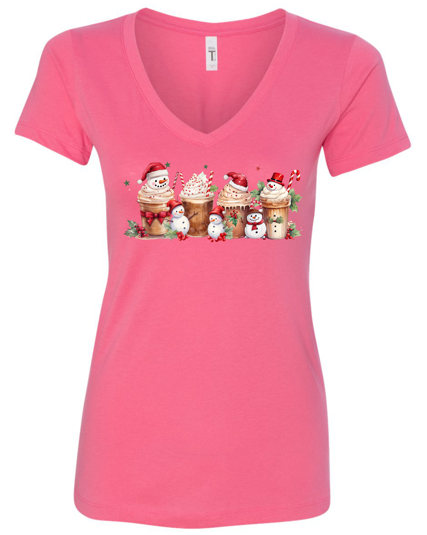 Cute coffee lovers v-neck t-shirt vneck tshirt tee pink