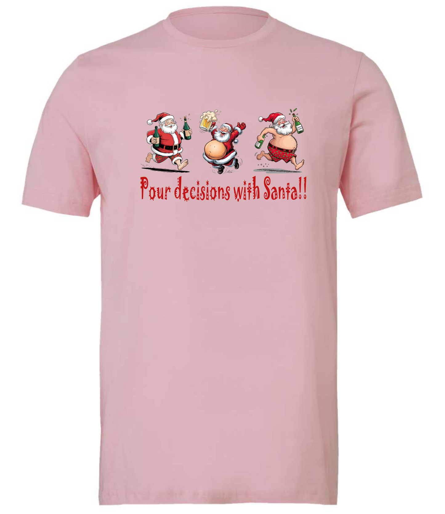 Alcoholic Santa gifts crewneck t-shirt tshirt tee pink