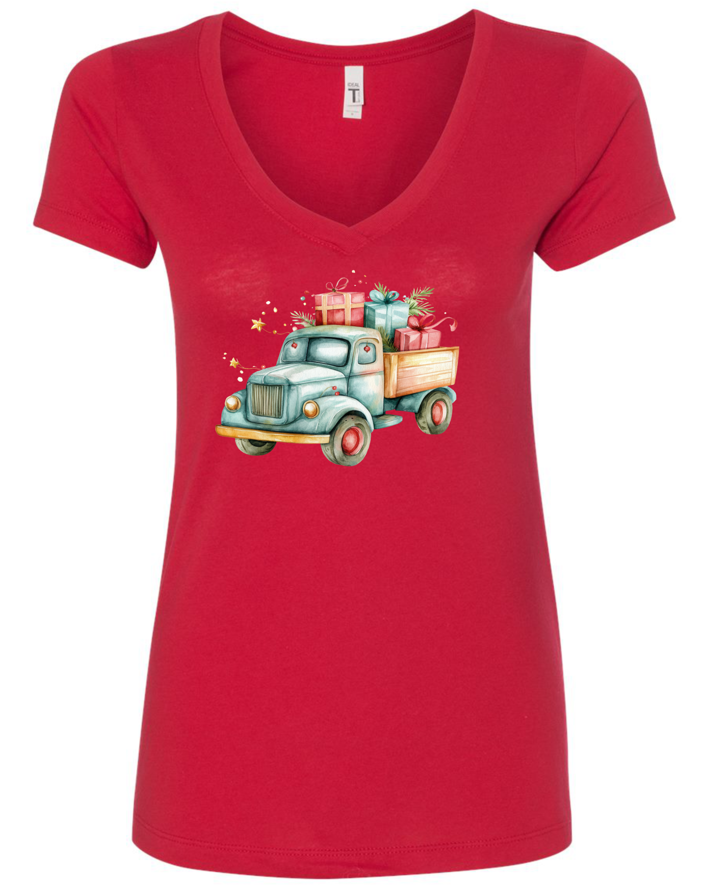 Cute farm truck v-neck t-shirt vneck tshirt tee red