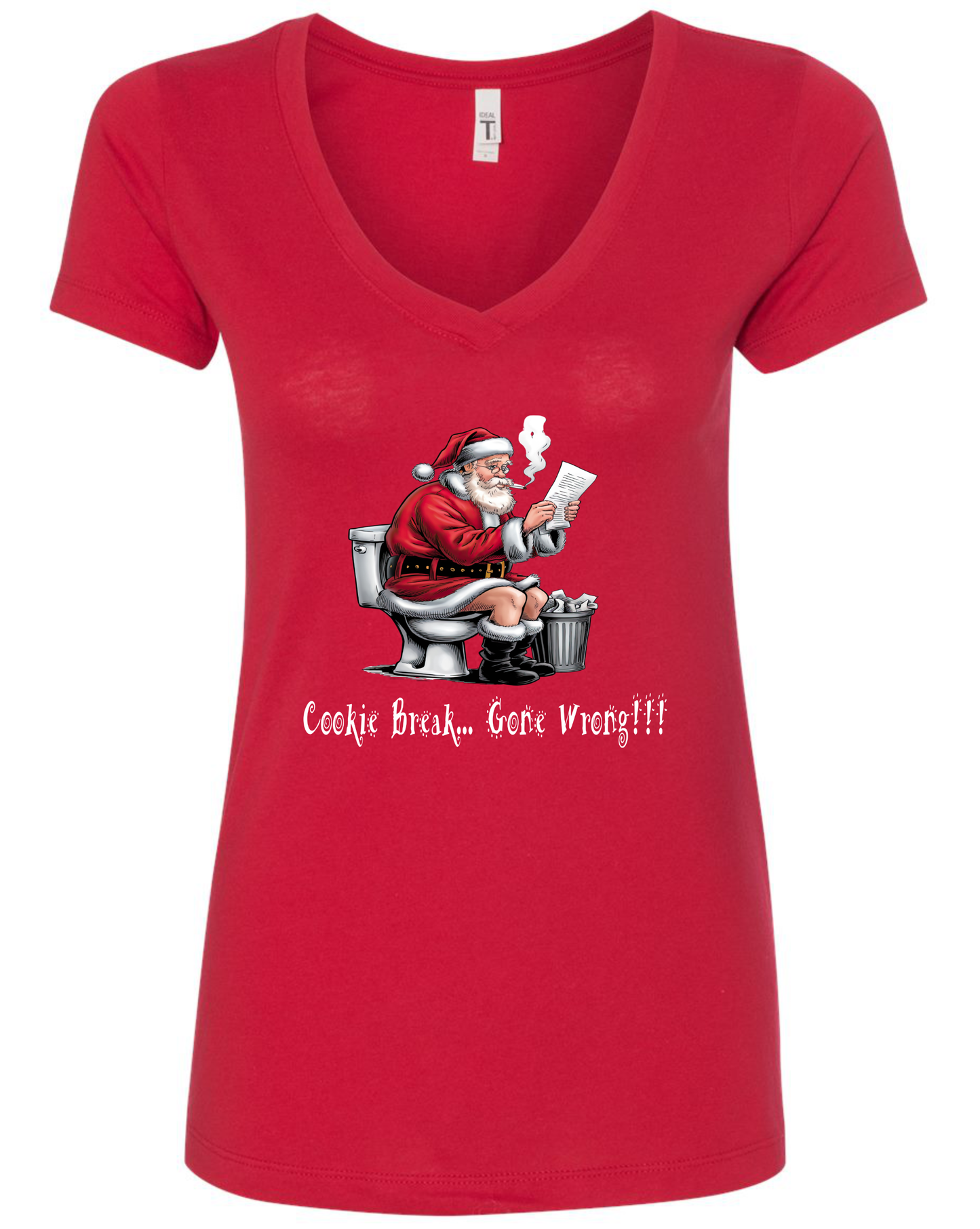 Naughty Santa holiday v-neck t-shirt vneck tshirt tee red