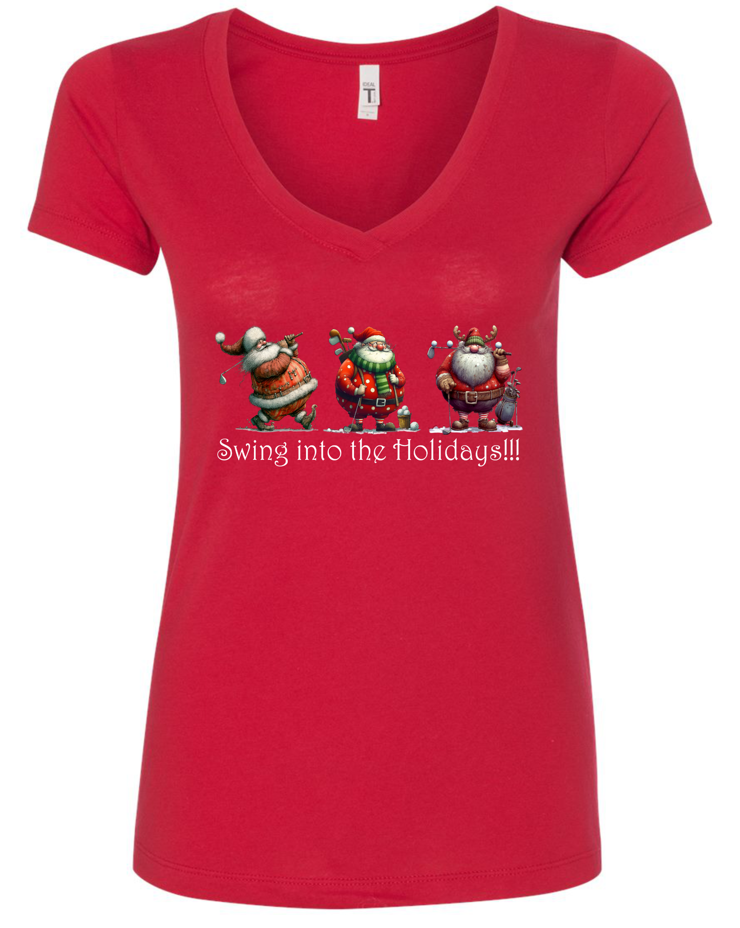 Christmas golf gifts v-neck t-shirt vneck tshirt tee red