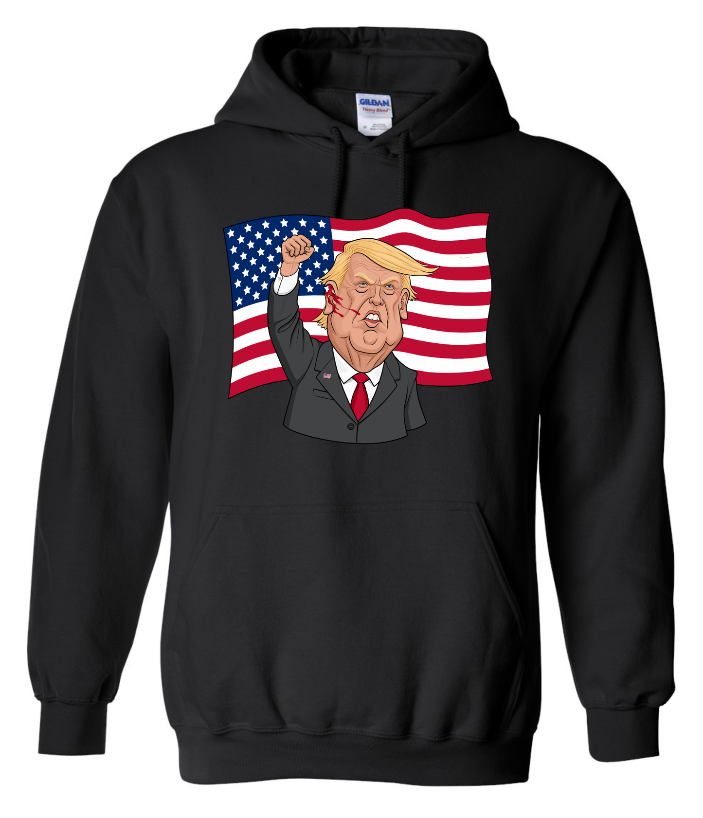 donald trump shot meme cartoon sweatshirt hoodie long sleeve black