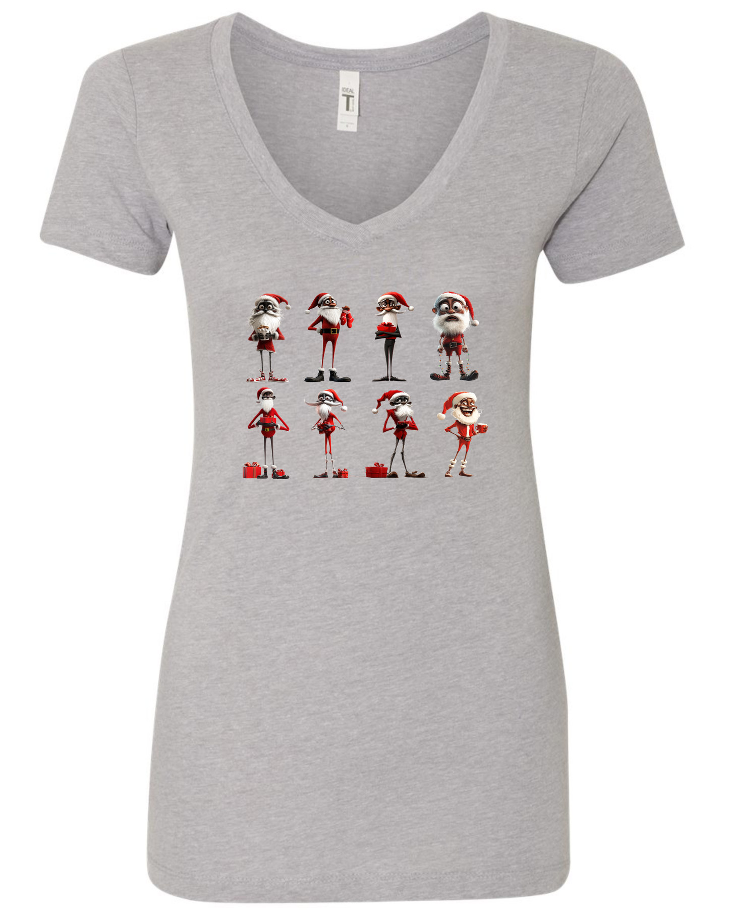 Skinny African Santa v-neck t-shirt vneck tshirt tee silver light gray grey